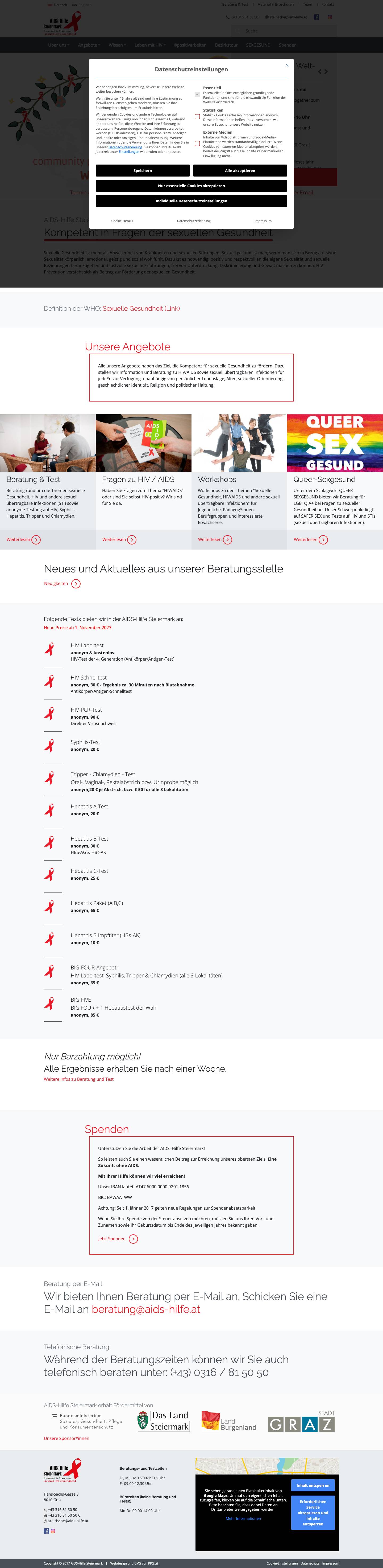 AIDS-Hilfe Steiermark – Wir beraten, informieren und betreuen Menschen wertschätzend - Full Screenshot