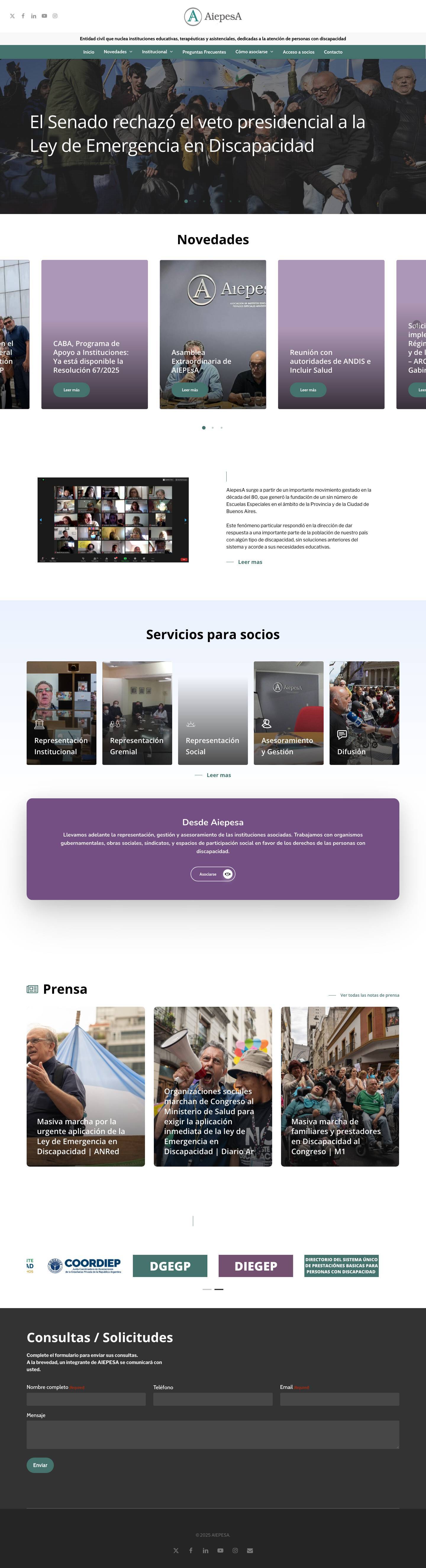 AIEPESA – Asociacion de institutos educativos privados especiales argentinos - Full Screenshot