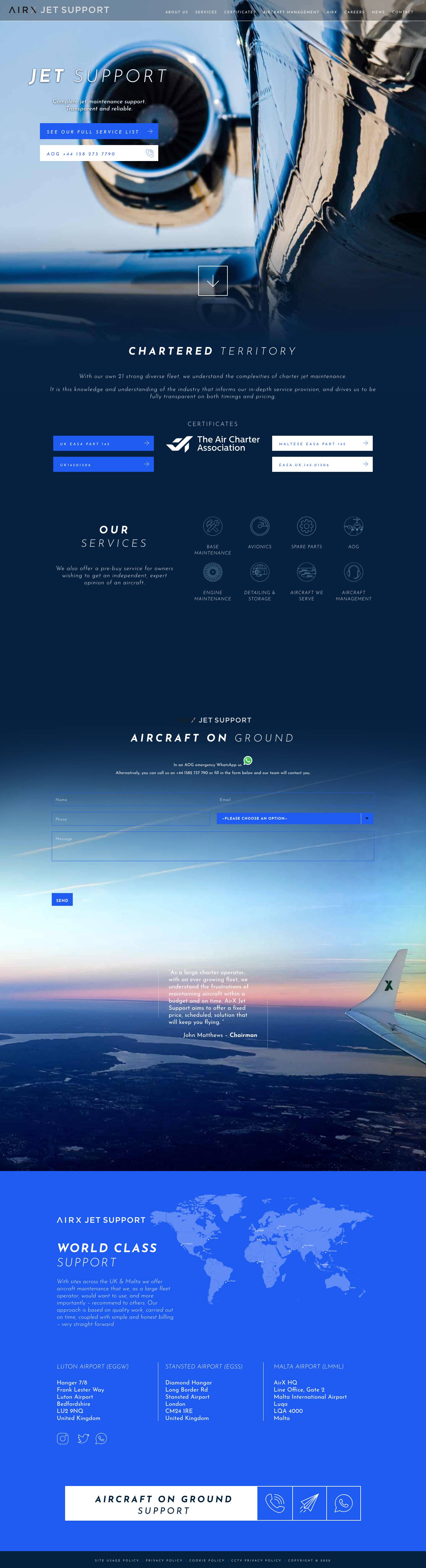 Jet Maintenance Support | Aircraft Maintenance | AirX Jet Support - Full Screenshot