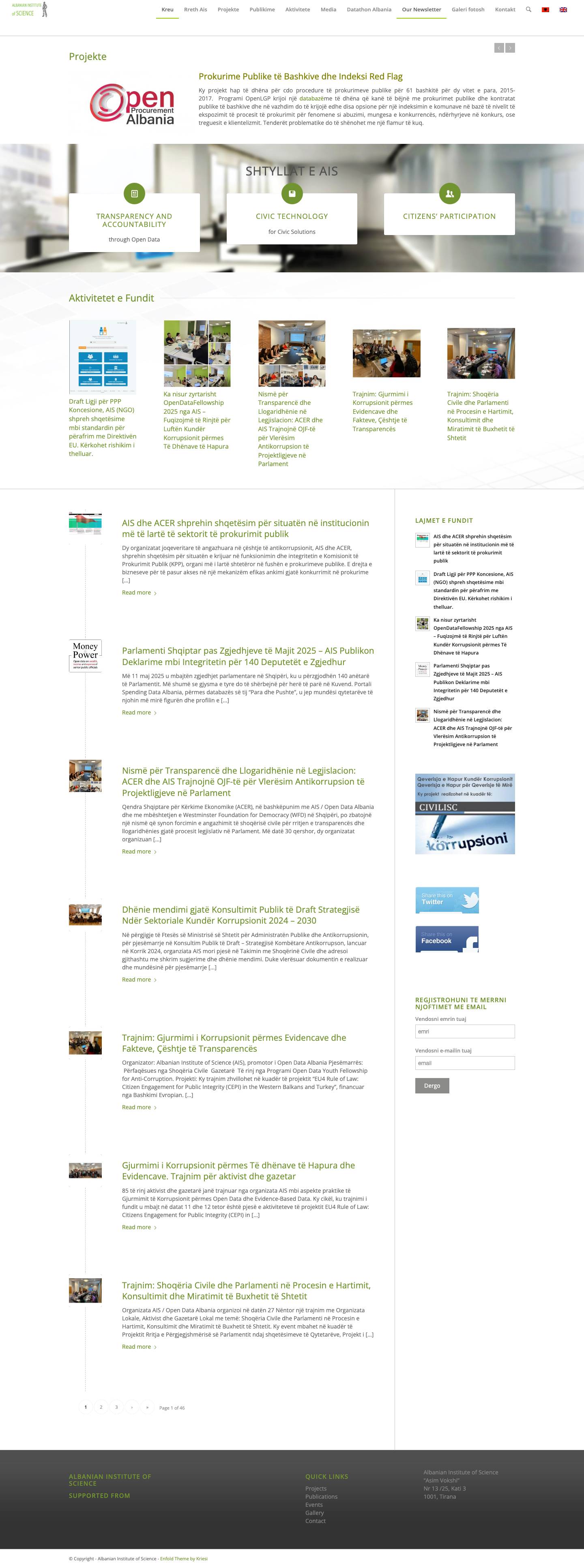 Albanian Institute of Science – Instituti Shqiptar i Shkencës - Full Screenshot