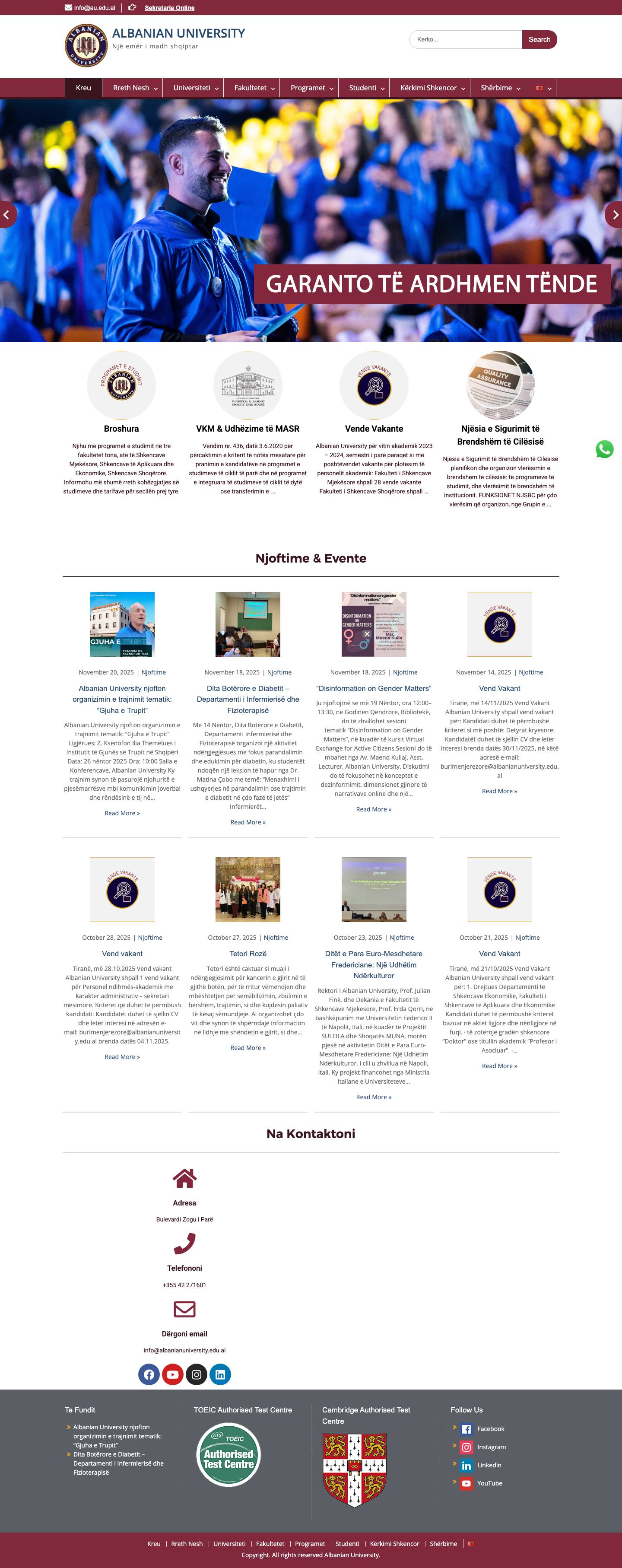 ALBANIAN UNIVERSITY – Një emër i madh shqiptar - Full Screenshot