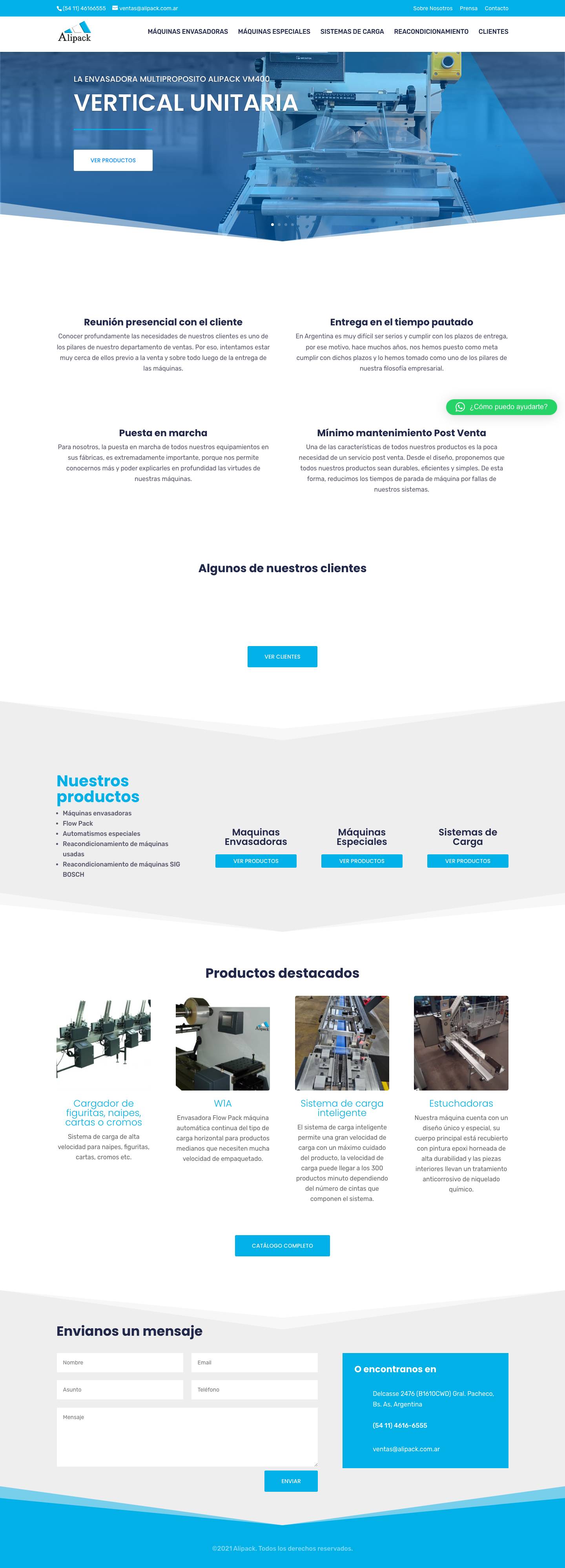 Alipack - Comercializador Maquinarias Industriales - Full Screenshot