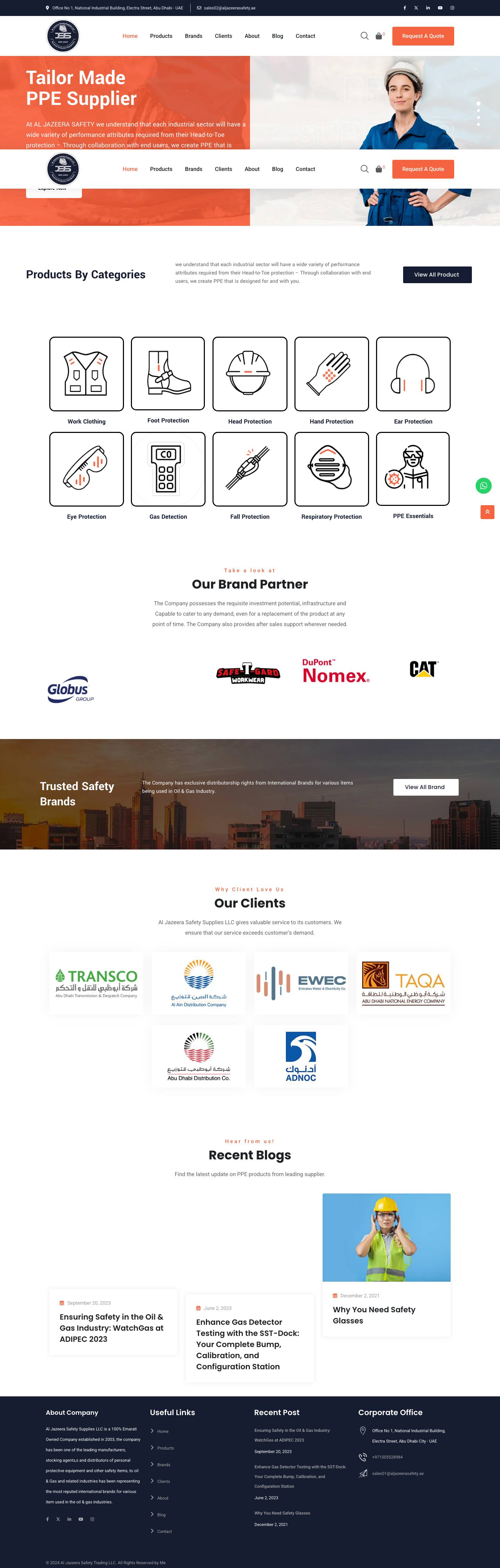 Home - Al Jazeera Safety Supplies - Full Screenshot