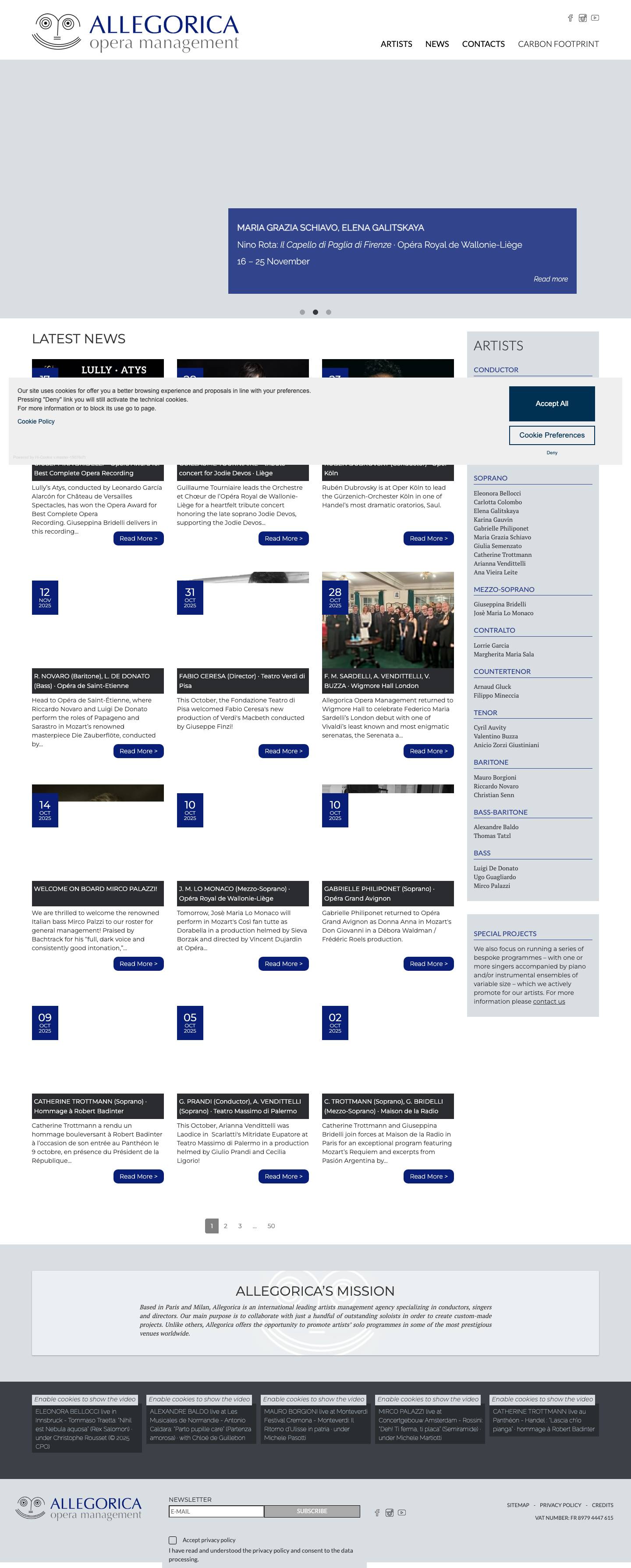 International Leading Artists Management Agency - Allegorica.art - Full Screenshot