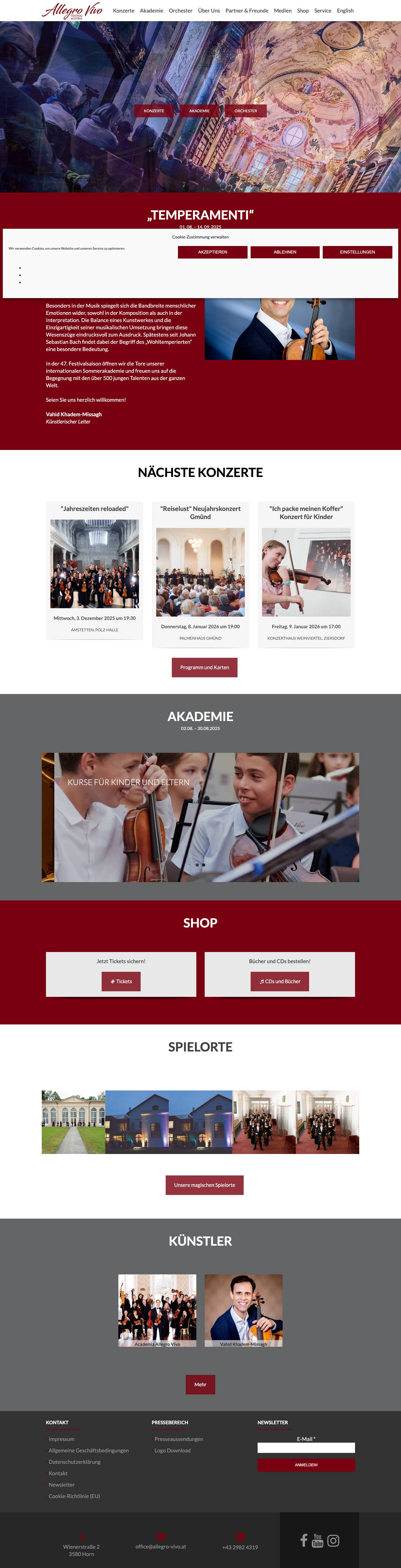 Allegro Vivo Kammermusik Festival - Allegro Vivo Kammermusik Festival und Meisterkurse - Full Screenshot