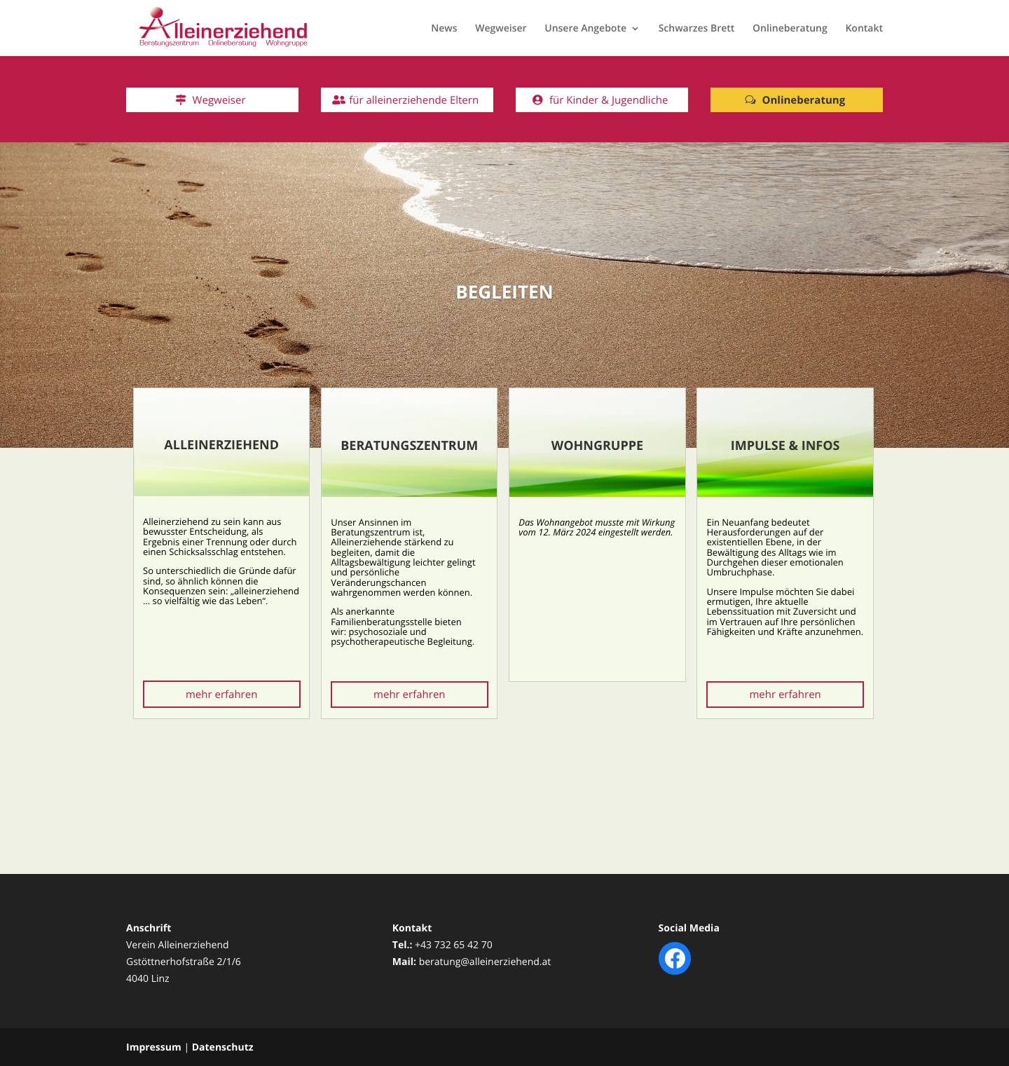Verein Alleinerziehend | Beratungszentrum – Onlineberatung – Wohngruppe - Full Screenshot