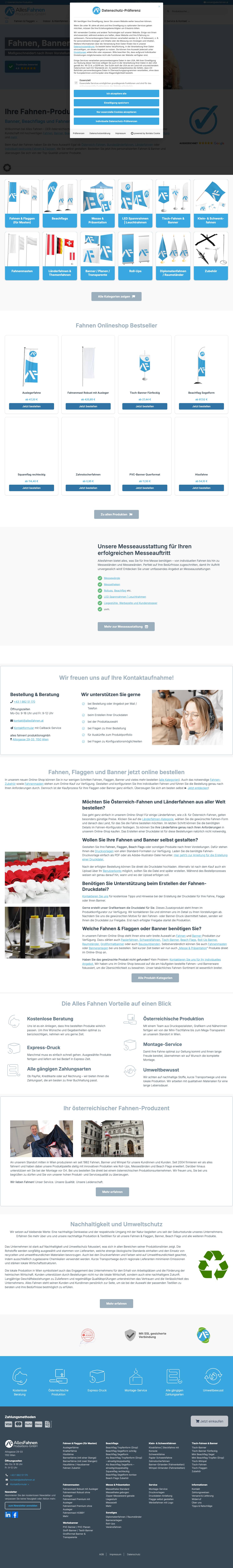 Fahnen jetzt online bestellen | Fahnenproduktion in Österreich - Full Screenshot
