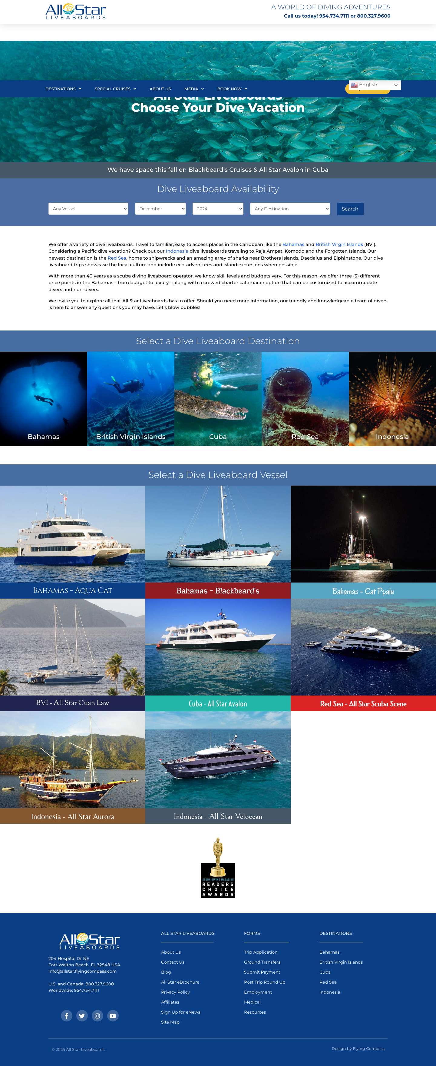 Dive Liveaboards Vacations - All Star Liveaboards - Full Screenshot
