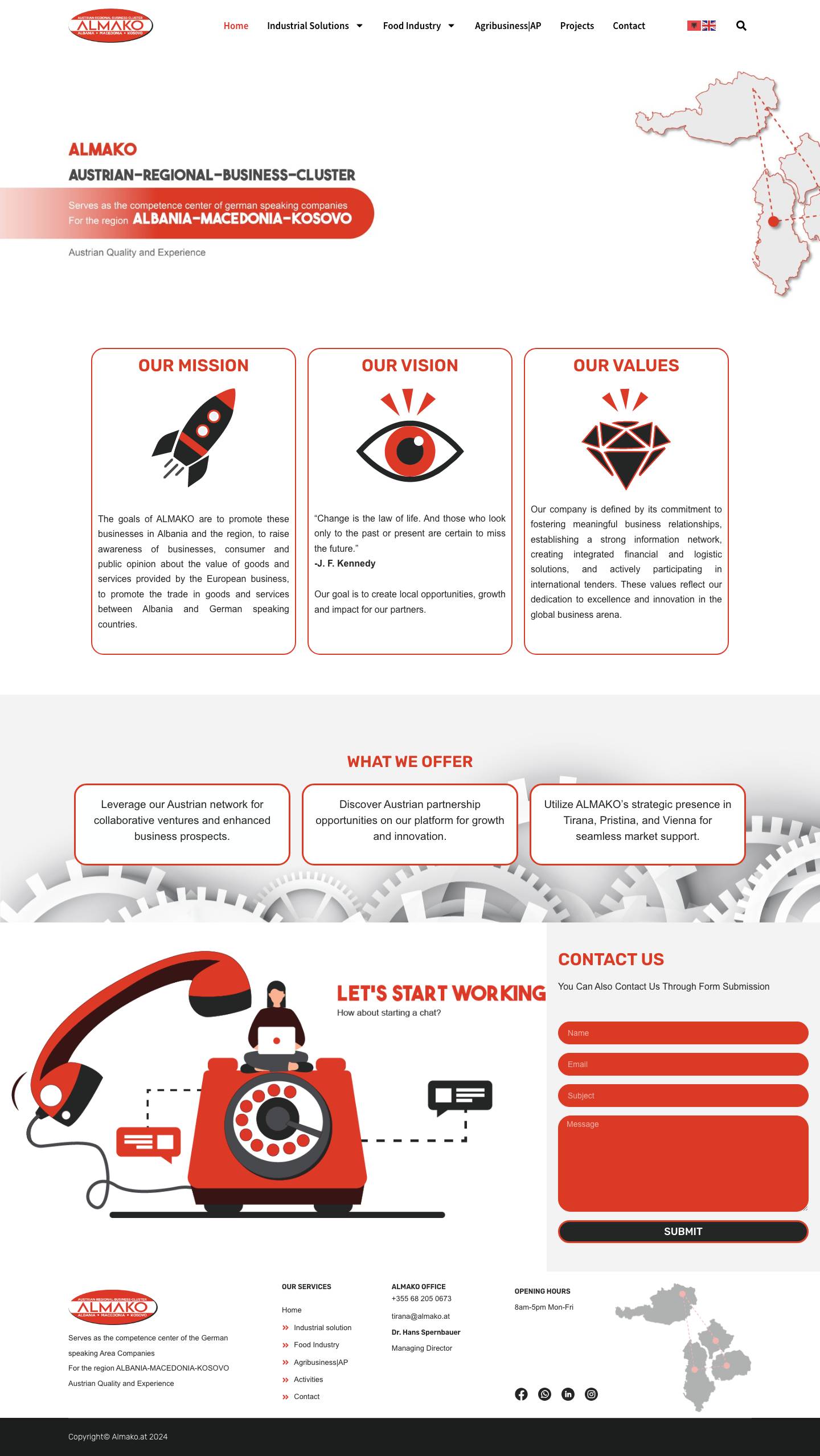 Almako – Serves As The Competence Center Of Austrian Companies For The Region Albania-macedonia-kosovo - Full Screenshot