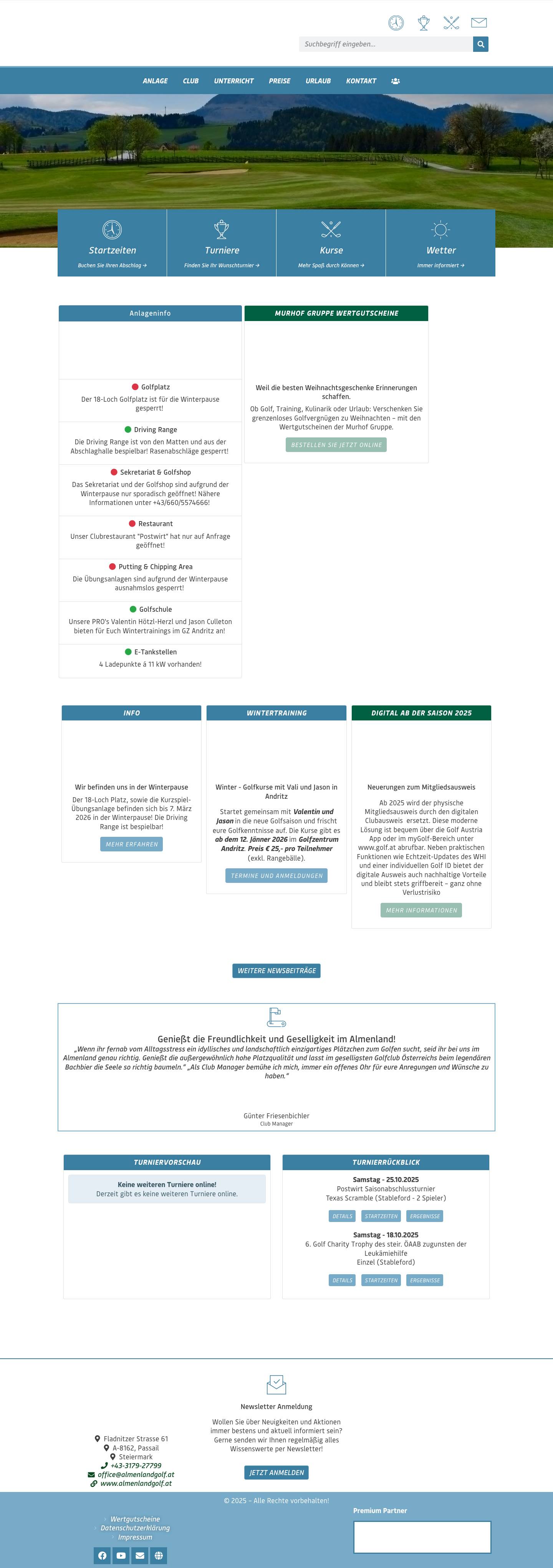 Golfclub Almenland - Golfen im Almenland - Startseite - Full Screenshot