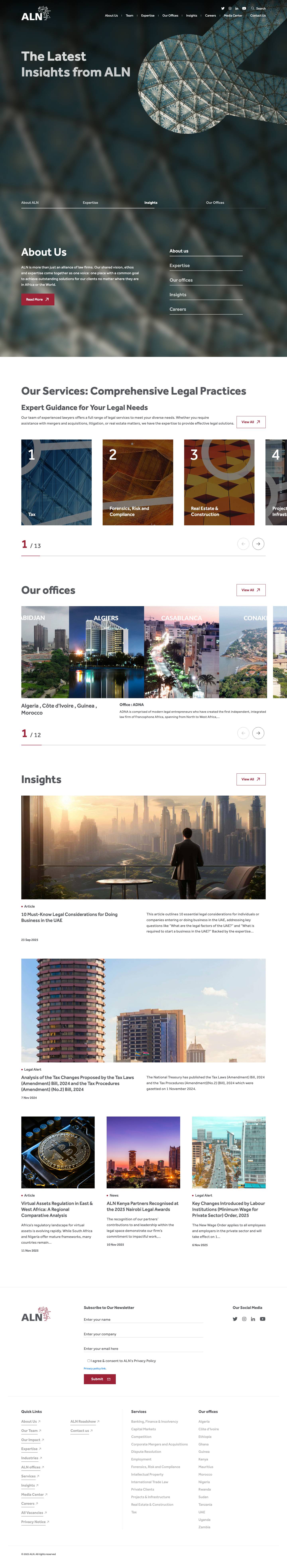 ALN (Africa Legal Network) - Top Corporate Law Firms in Africa - Full Screenshot