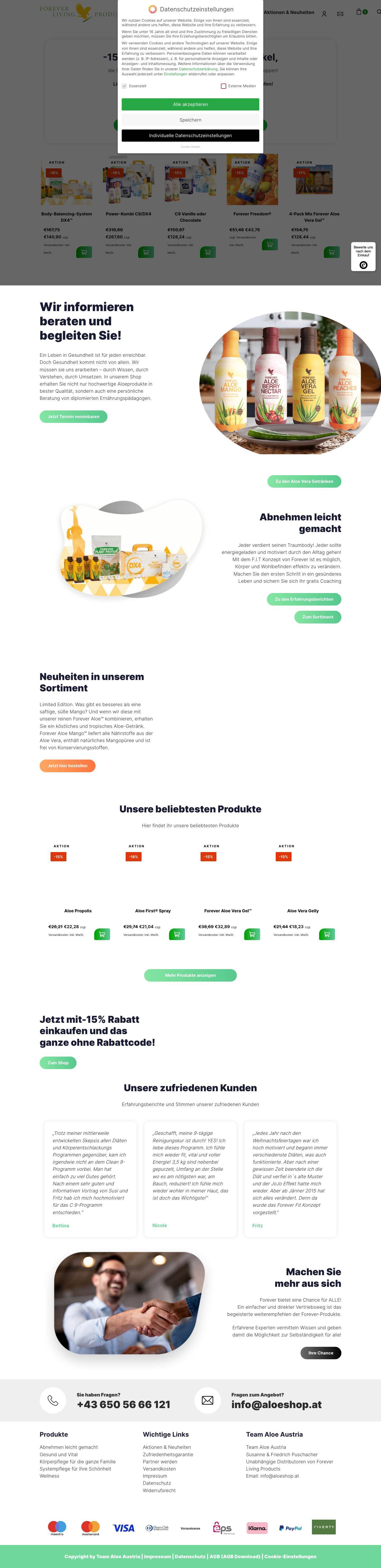 Aloe Shop | Aloe Vera Produkte | höchste Qualität | reine Aloe Vera - Full Screenshot