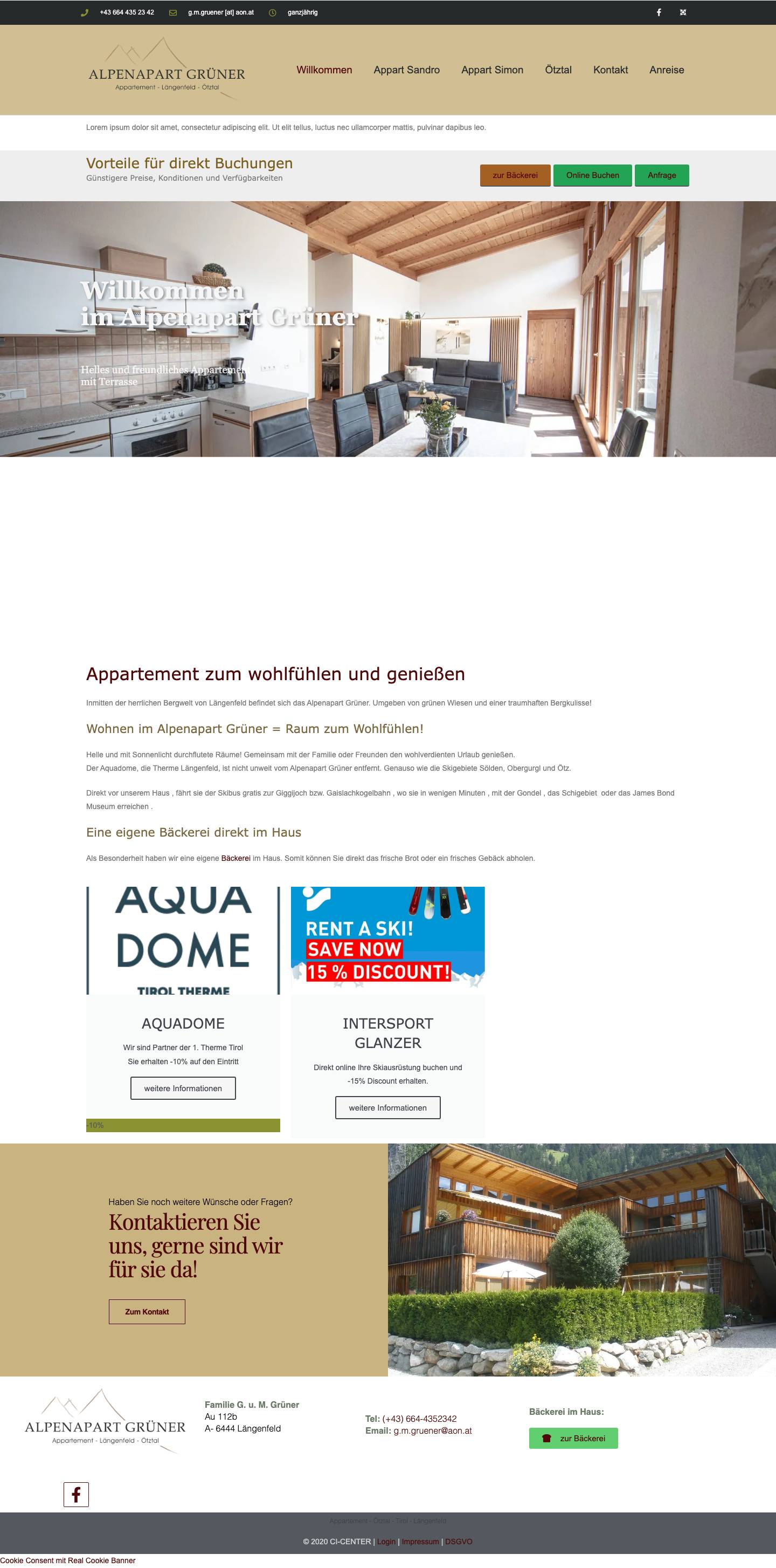 Willkommen - Alpenapart Grüner - Längenfeld - Ötztal - Full Screenshot