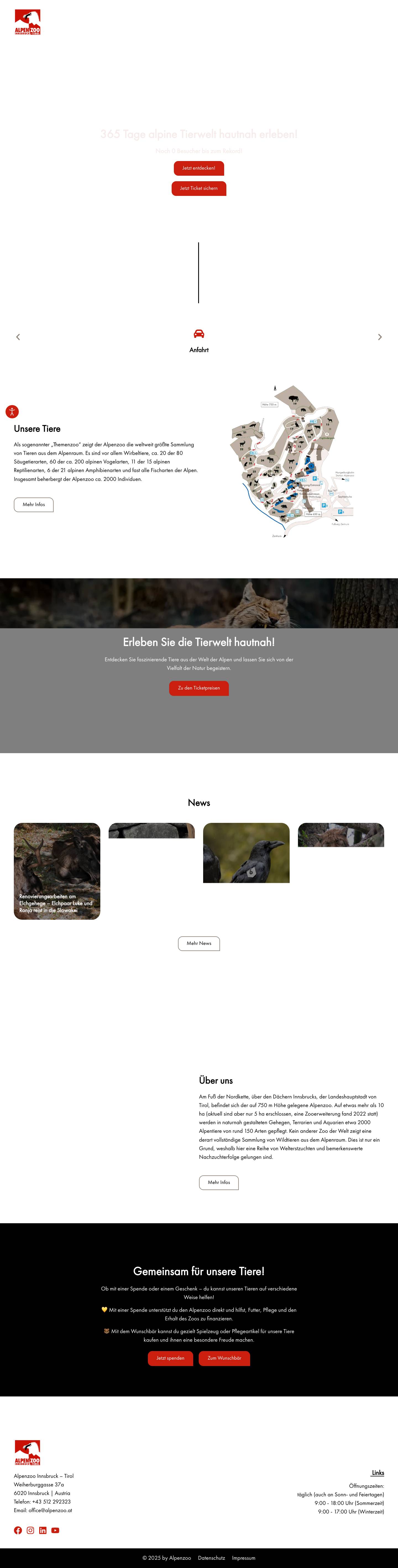 Alpenzoo Innsbruck – 2.000 Tiere der Alpen erleben | Tirolalpenzoo-menu-bars - Full Screenshot