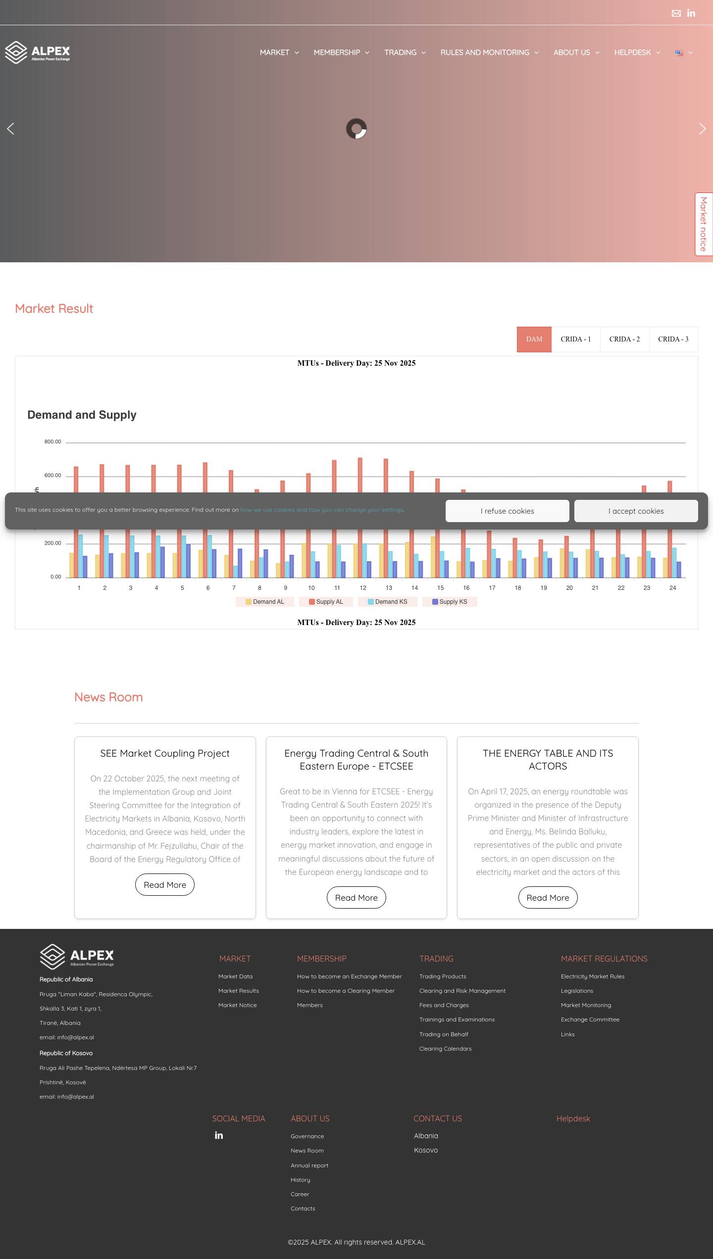 Alpex - Albanian Power Exchange Email - Full Screenshot