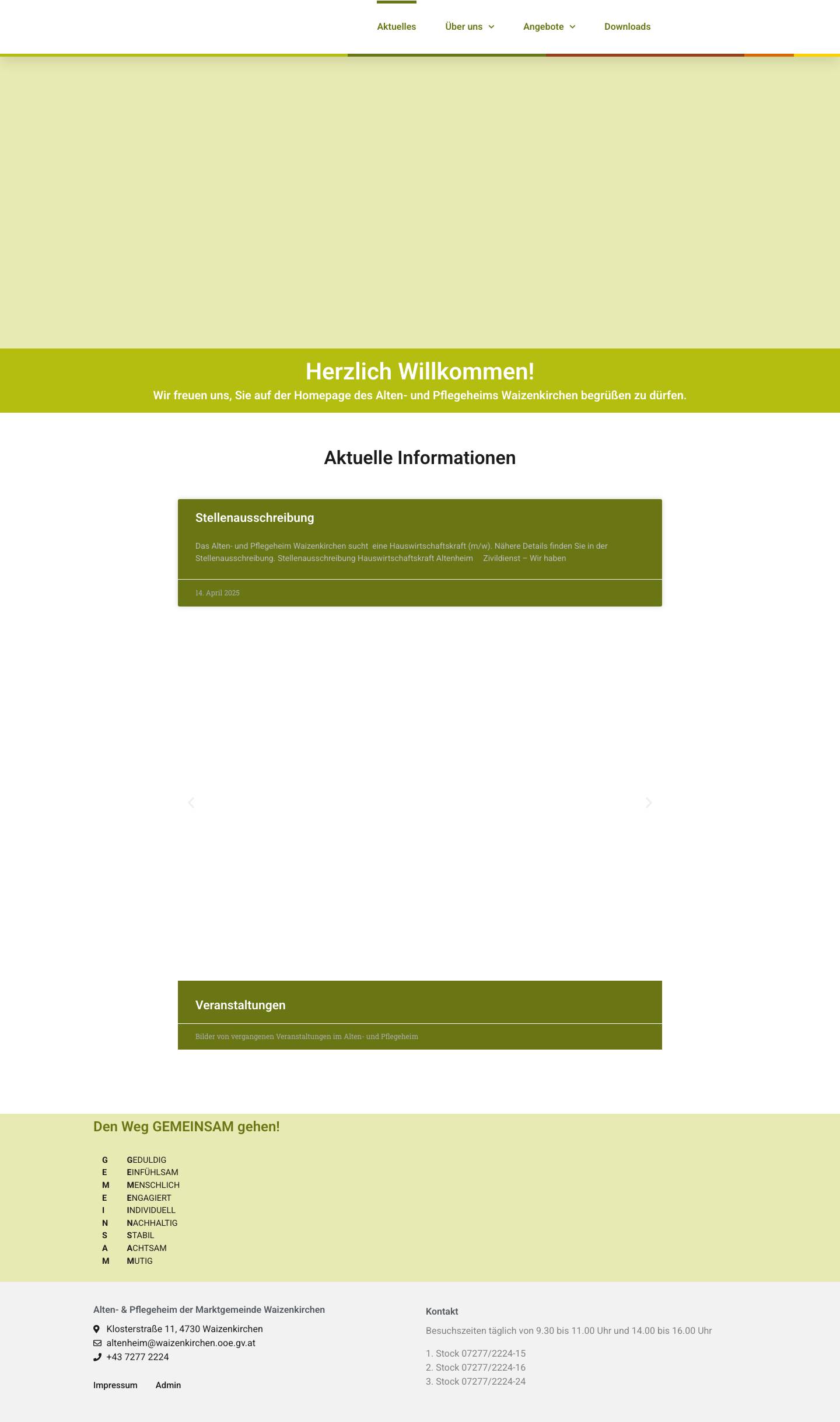 Altenheim Waizenkirchen – Homepage des Alten- & Pflegeheims Waizenkirchen. - Full Screenshot