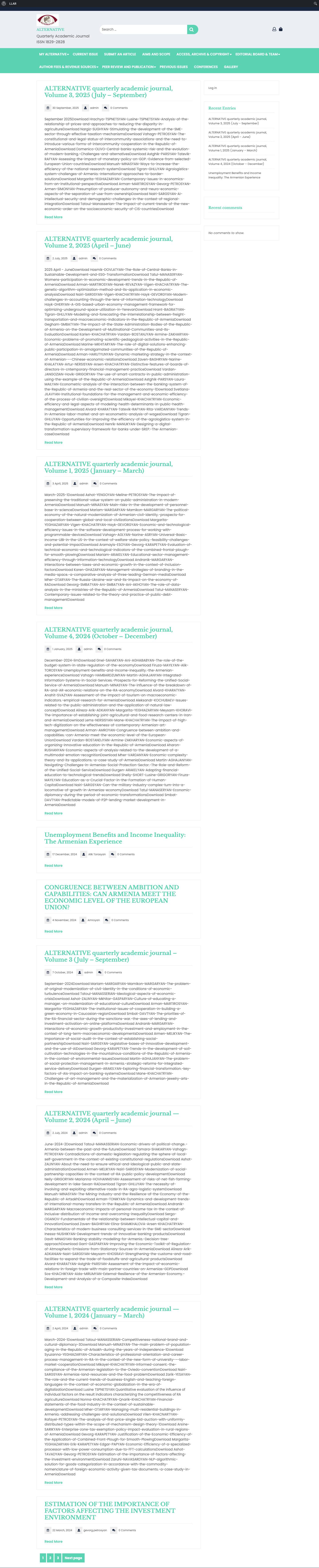 ALTERNATIVE – Quarterly Academic Journal ISSN 1829-2828 - Full Screenshot