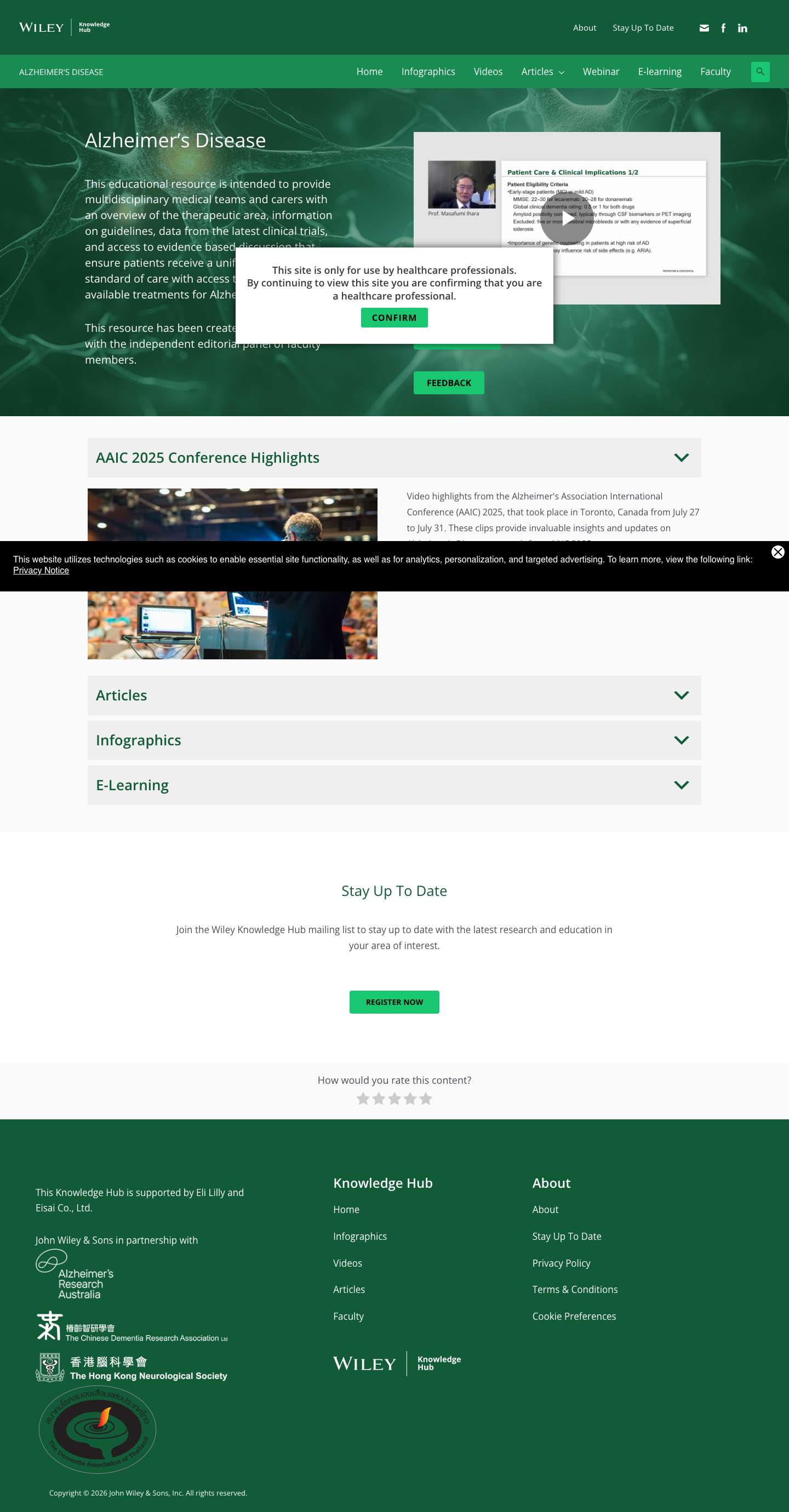 Home - Alzheimer’s Disease Resources for Healthcare Professionals | Wiley Knowledge Hub - Full Screenshot