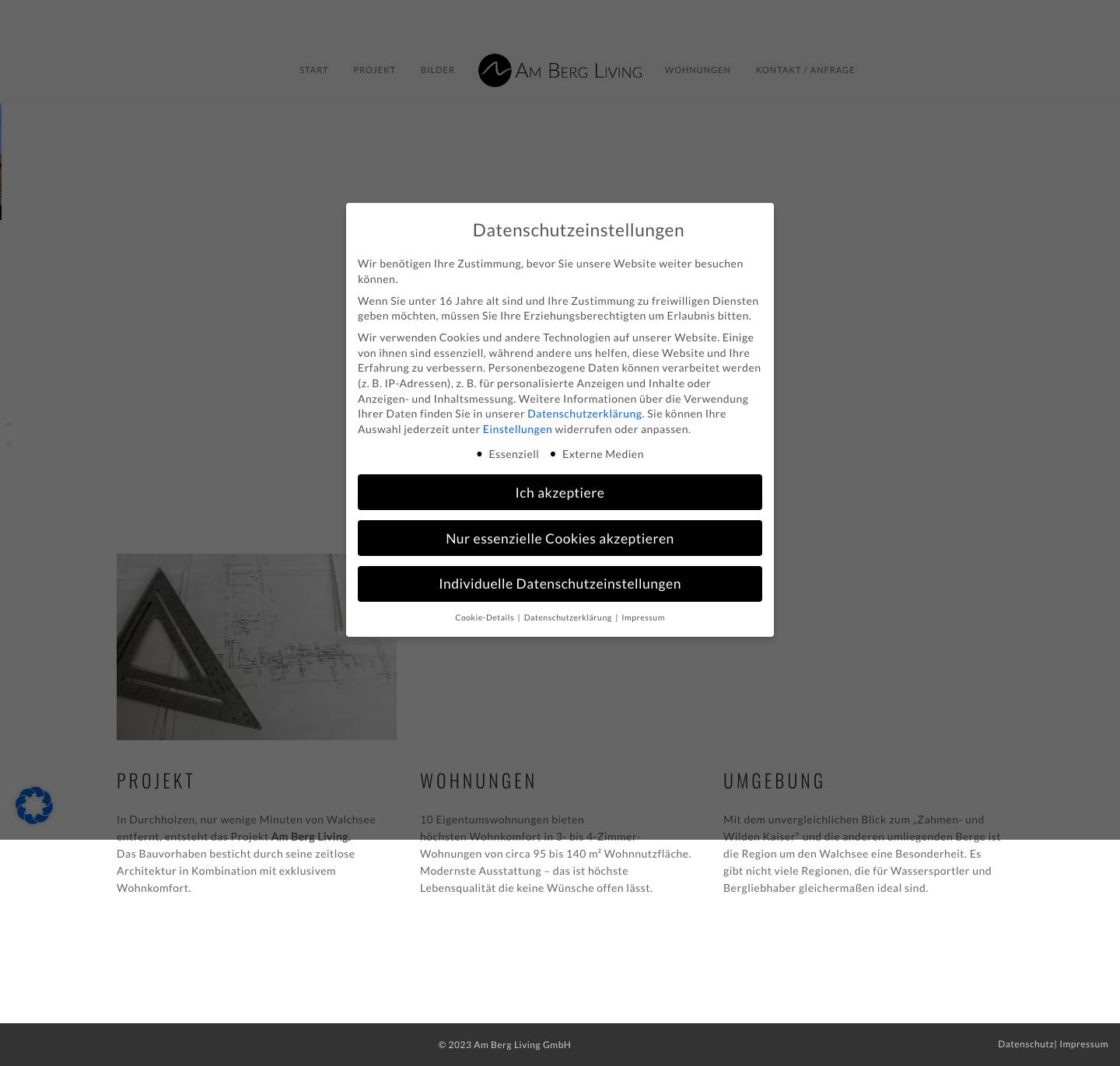 Am Berg Living - hochwertige Immobilien in Walchsee - Full Screenshot