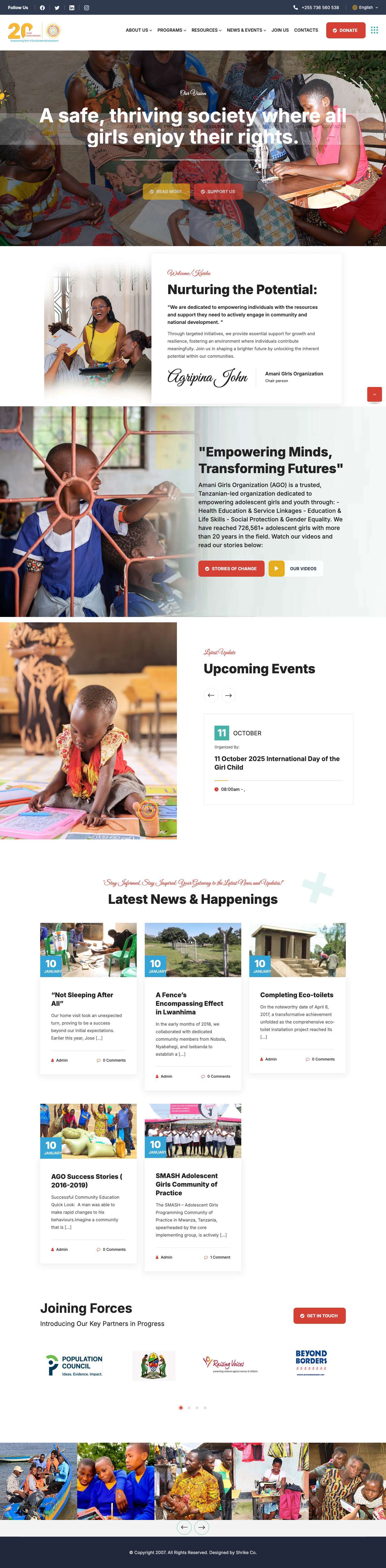 Amani Girls Organization – Welcome to Our Site - Full Screenshot