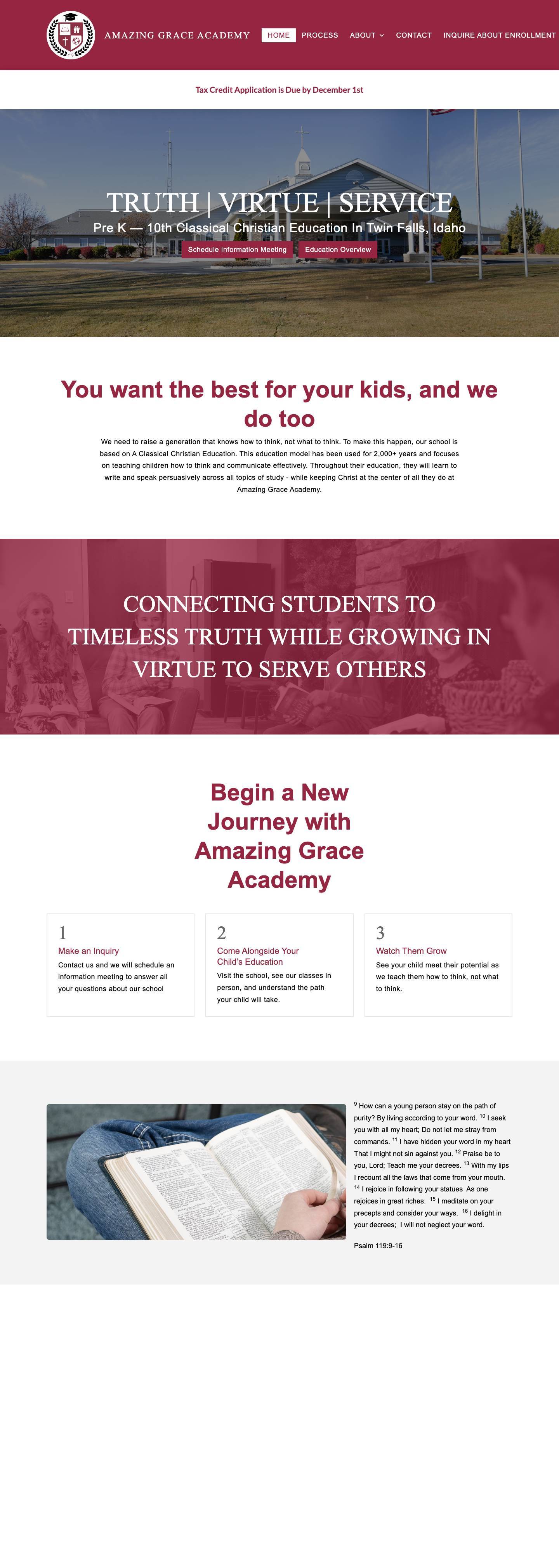 Classical Christian School in Twin Falls | Amazing Grace Academy - Full Screenshot