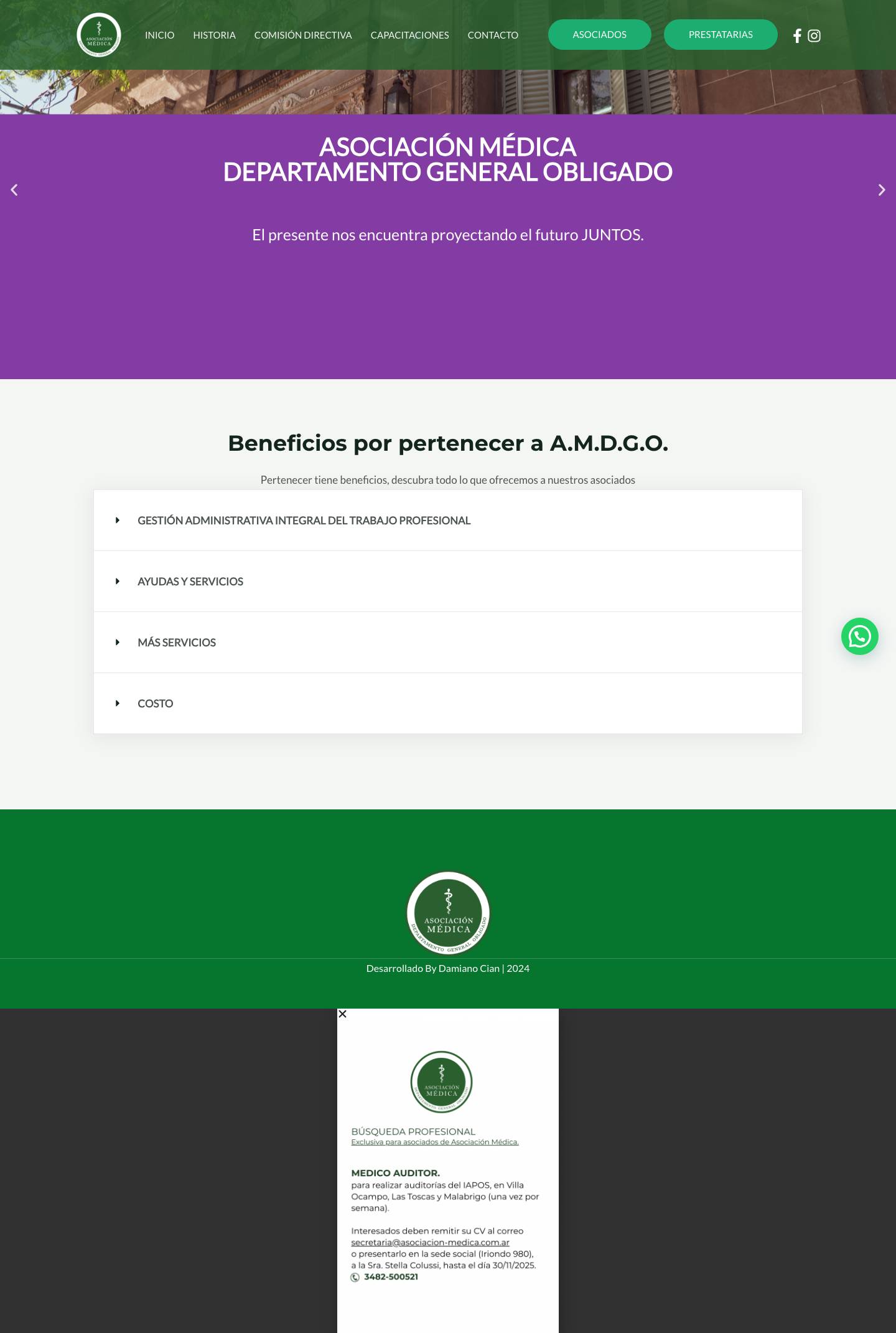 Asociación Médica Departamento General Obligado - Full Screenshot
