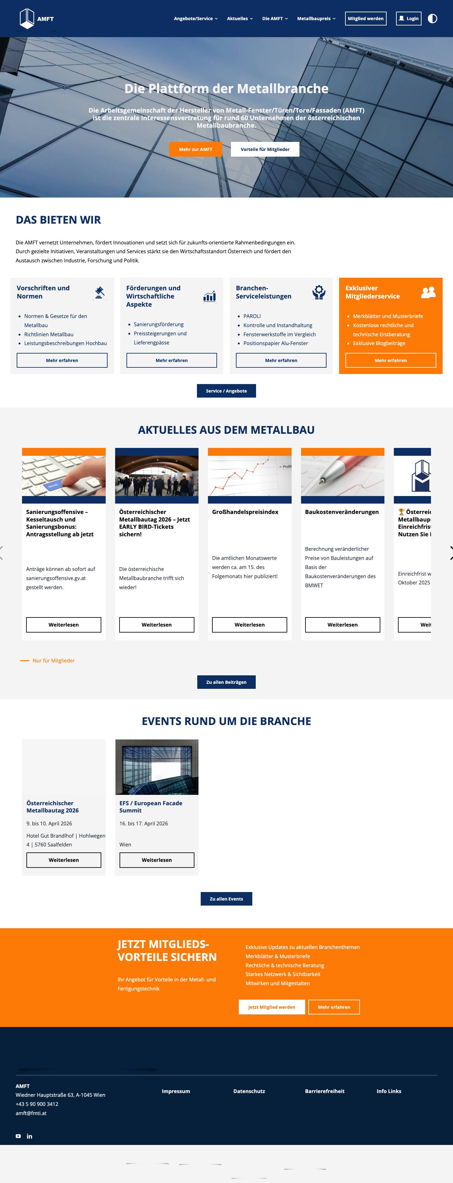 Die Plattform der Metallbranche - AMFT - Full Screenshot