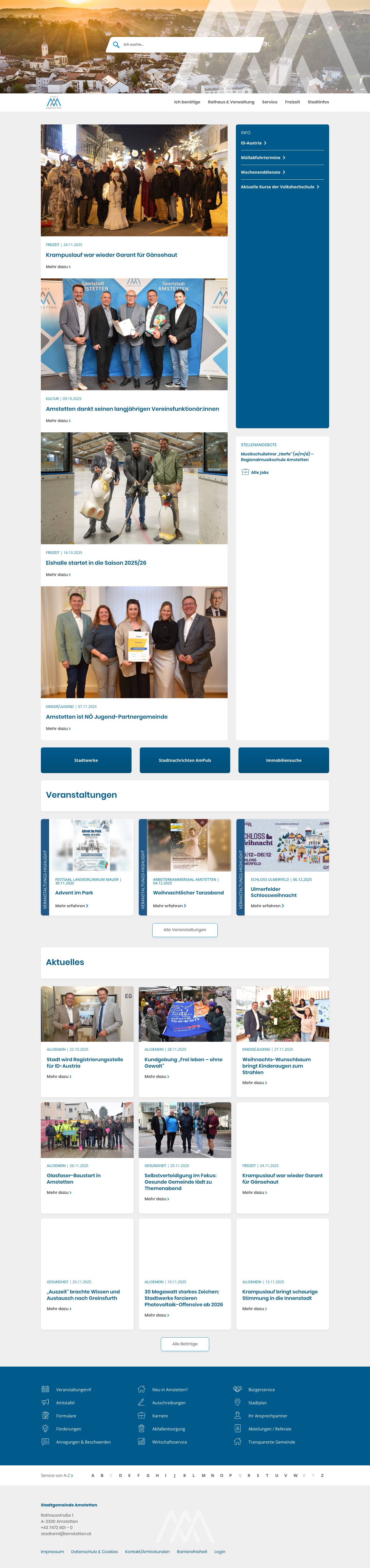 Stadtgemeinde Amstetten - Offizielle Infos & Services der Stadtverwaltung Suche abbrechen - Full Screenshot