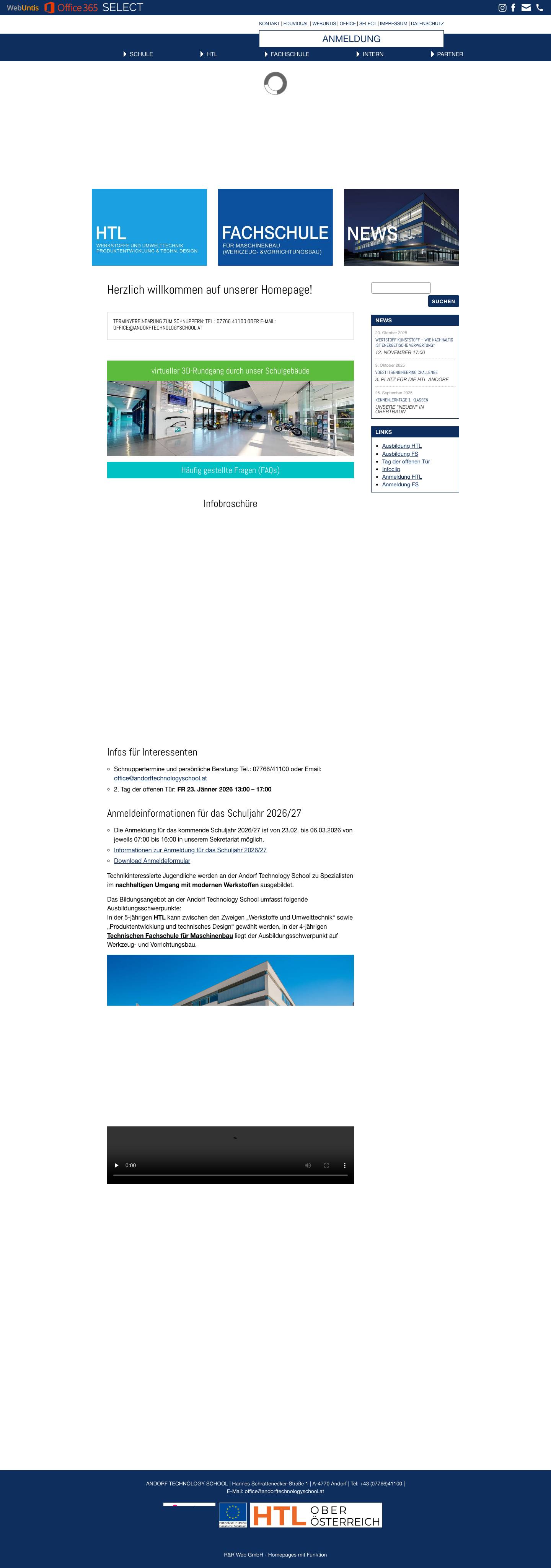 ANDORF TECHNOLOGY SCHOOL - HTL Andorf Oberösterreich - Full Screenshot