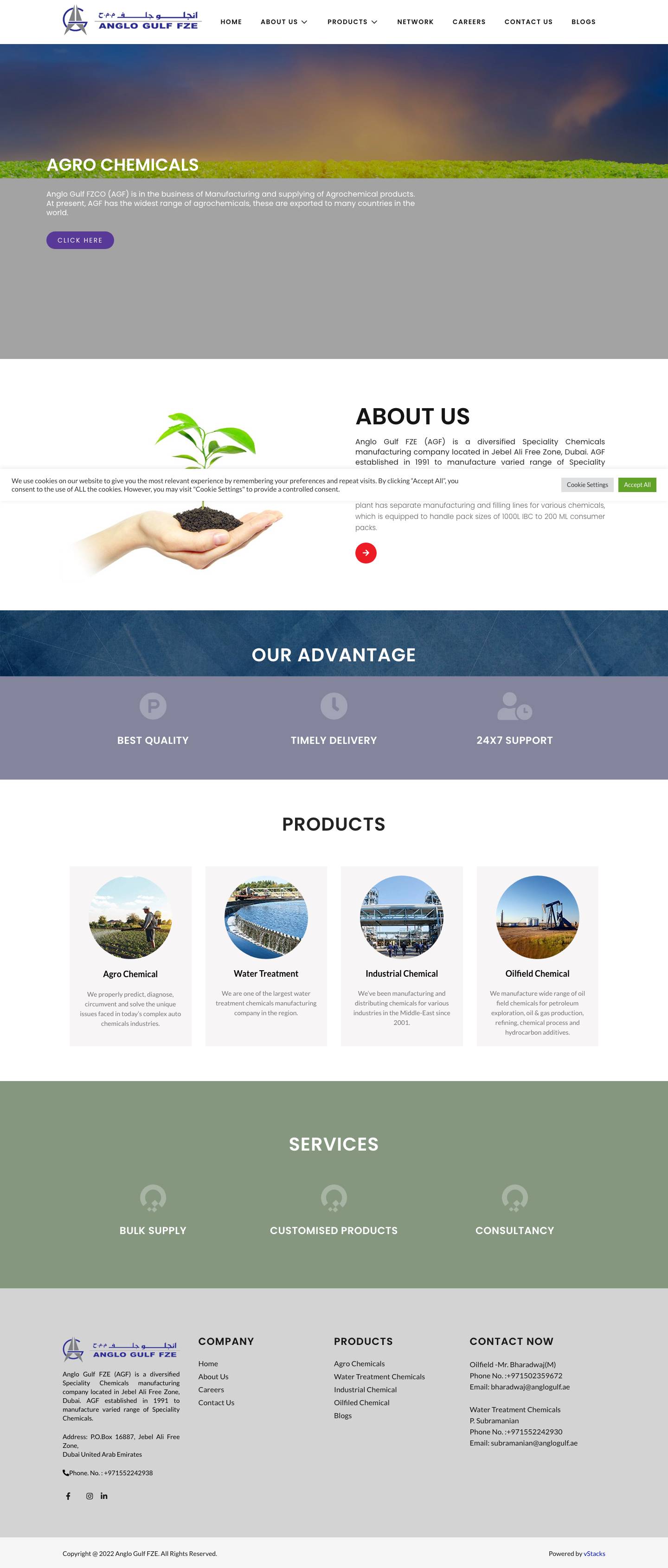 Speciality Chemicals Manufacturer | Anglo Gulf FZE Dubai - Full Screenshot