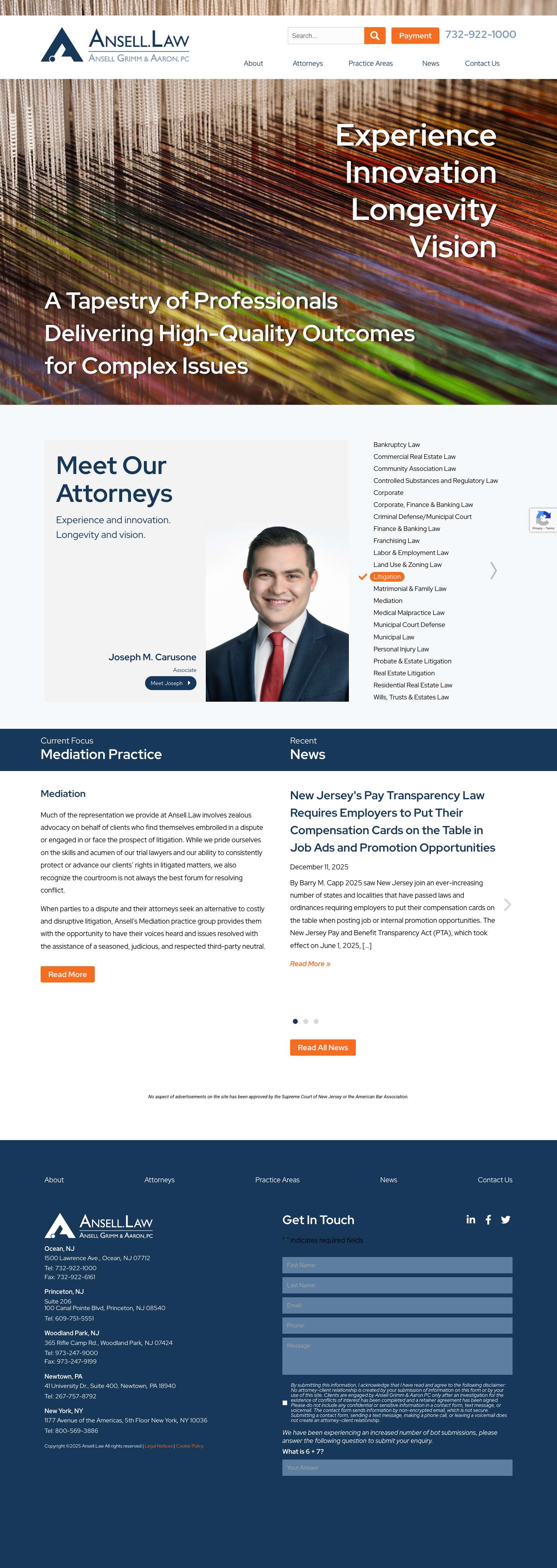 ANSELL GRIMM & AARON, PC - Attorneys at Law - Full Screenshot