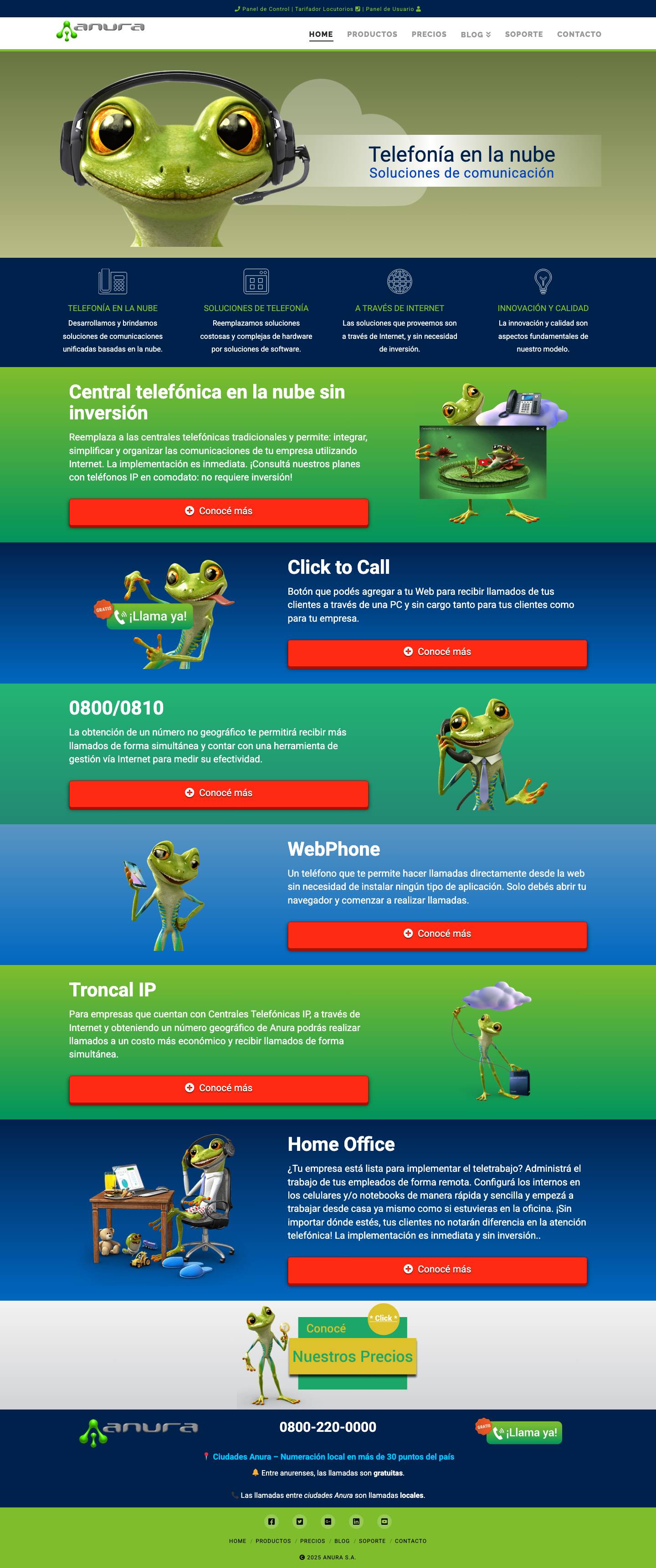 Anura - VoIP, Telefonía IP y Central Telefónica en la Nube - Full Screenshot