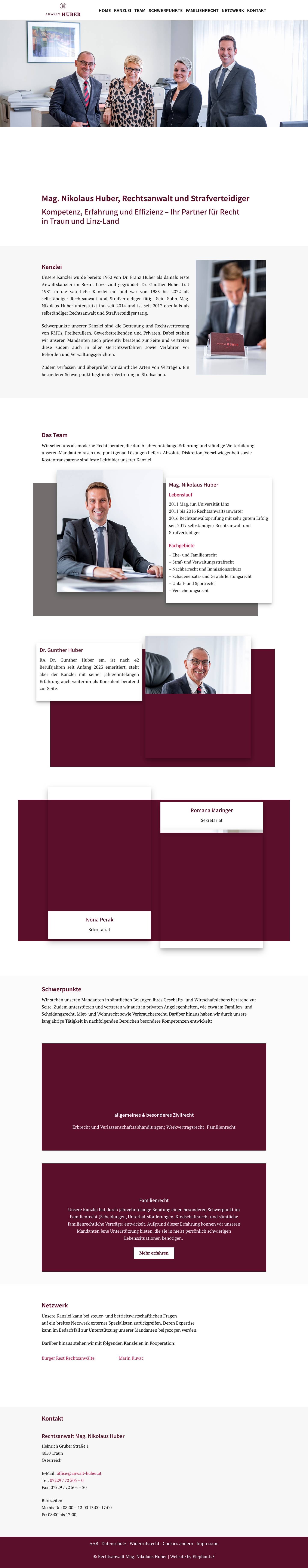 Rechtsanwalt Mag. Nikolaus Huber in Linz Land | Traun - Full Screenshot