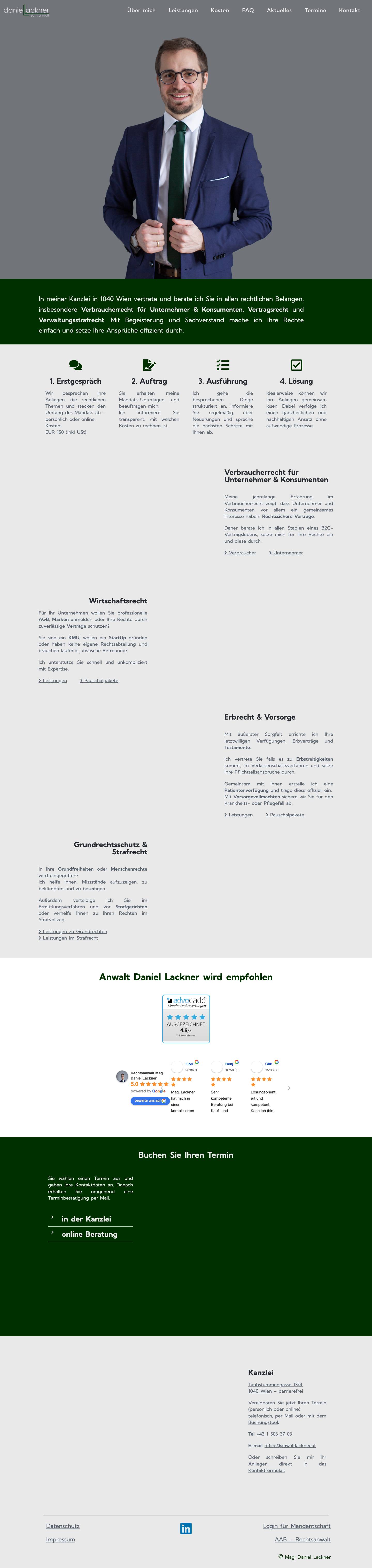 Rechtsanwalt Mag. Daniel Lackner – einfach.anwalt - Full Screenshot