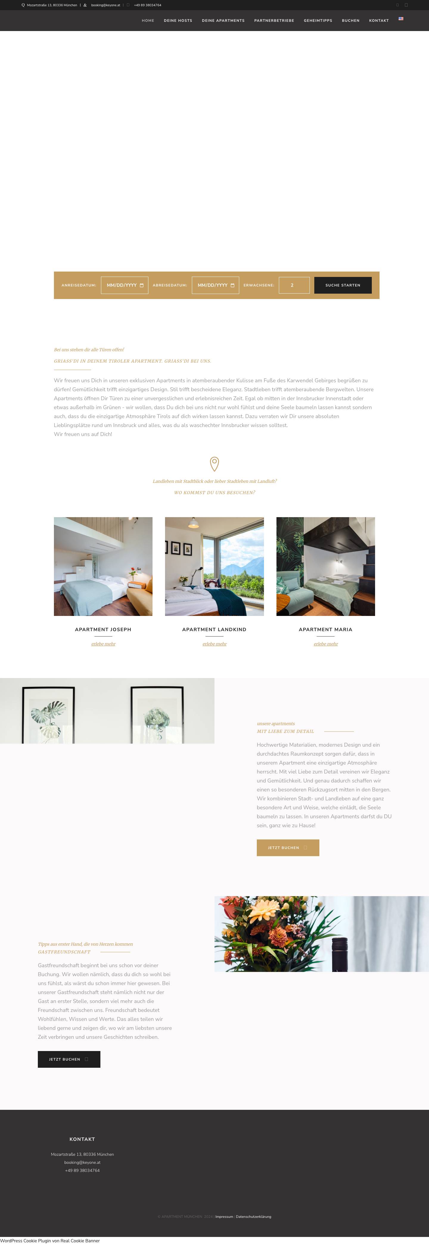 Apartment Innsbruck – Herzlich WillkommenFormular und Weiterleitung - Full Screenshot