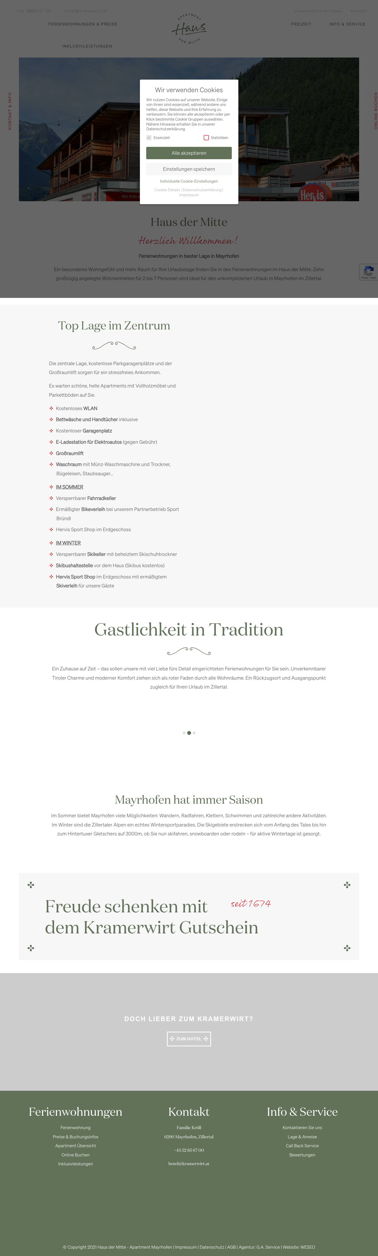 Apartments Haus der Mitte - apartment-mayrhofen.at - Full Screenshot