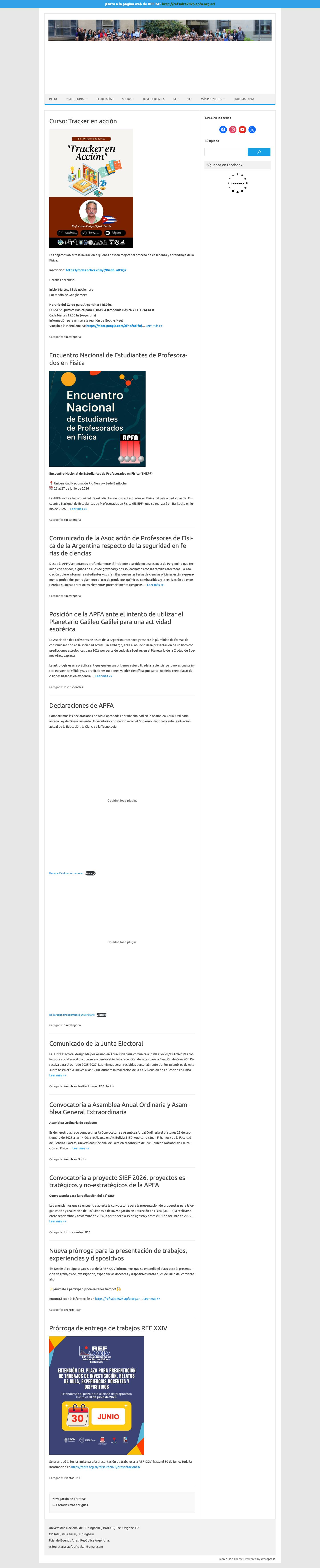 APFA – Asociación de Profesores de Física de la Argentina - Full Screenshot