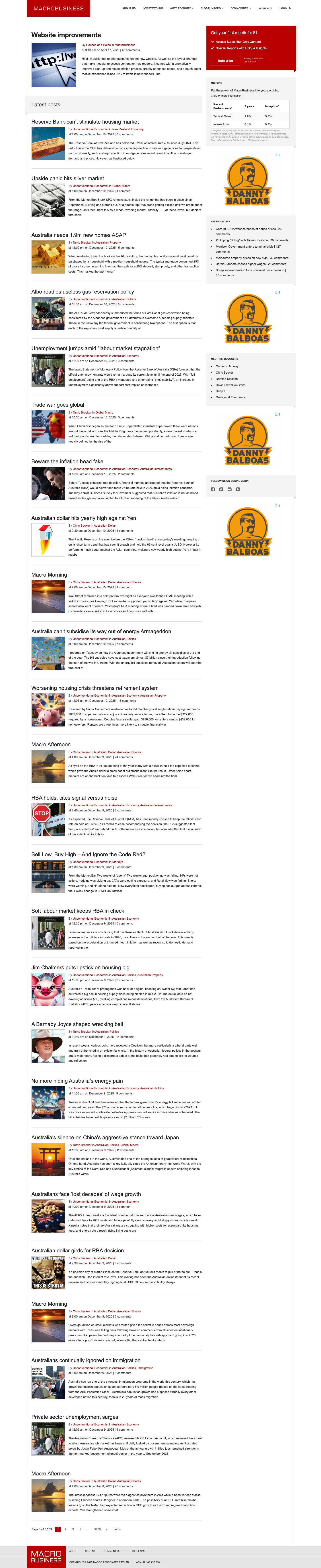 MacroBusiness - Australian Property Shares Dollar Economy - Full Screenshot