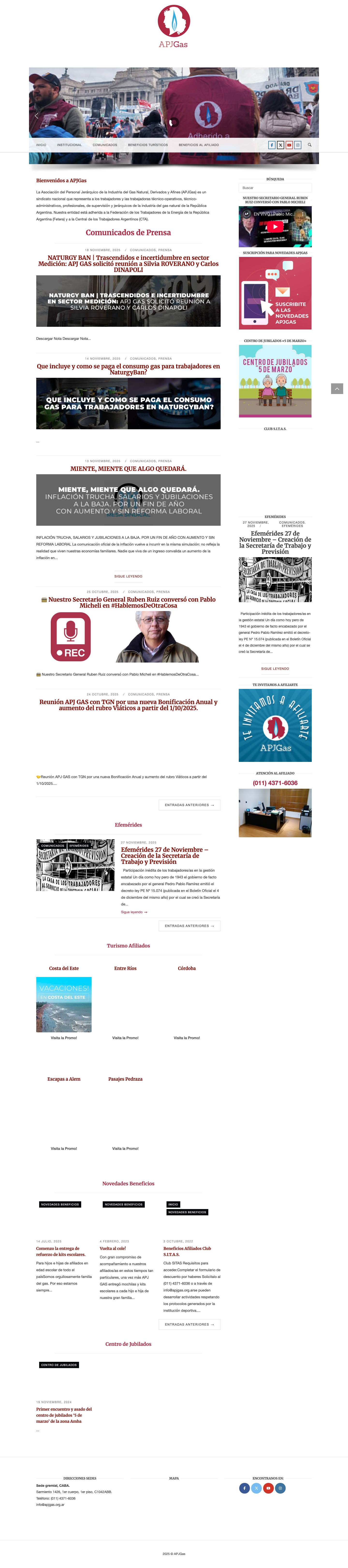 Asociación del Personal Jerárquico del Gas Natural | APJGas - Full Screenshot