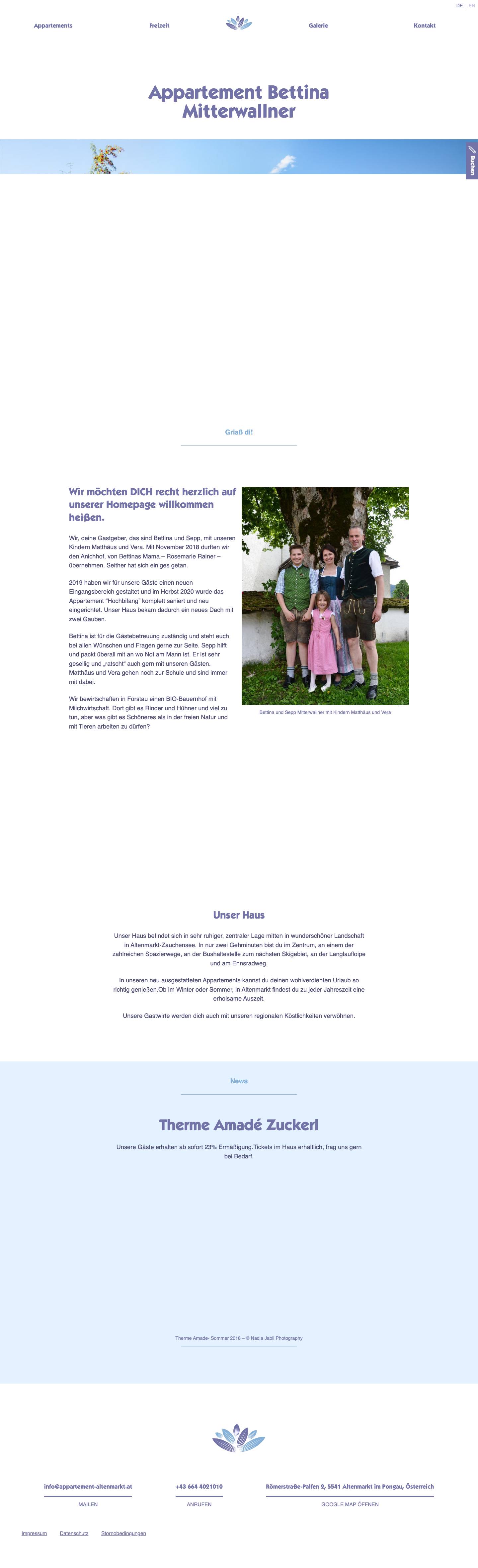 Appartement Bettina MitterwallnerAppartement Bettina Mitterwallner - Full Screenshot