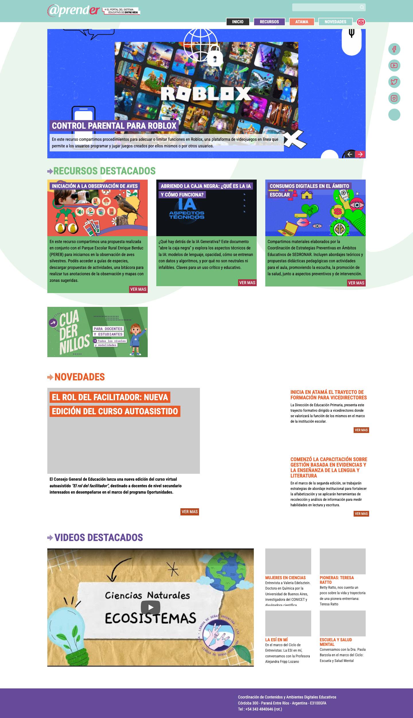 Portal Aprender – El portal del sistema educativo de Entre Ríos - Full Screenshot