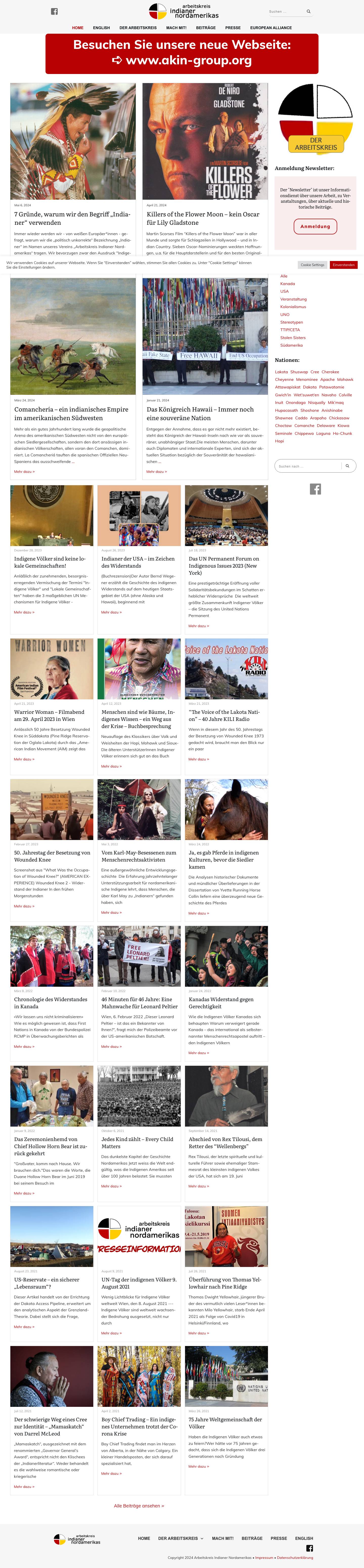 Home - Arbeitskreis Indianer Nordamerikas (AKIN) - Full Screenshot