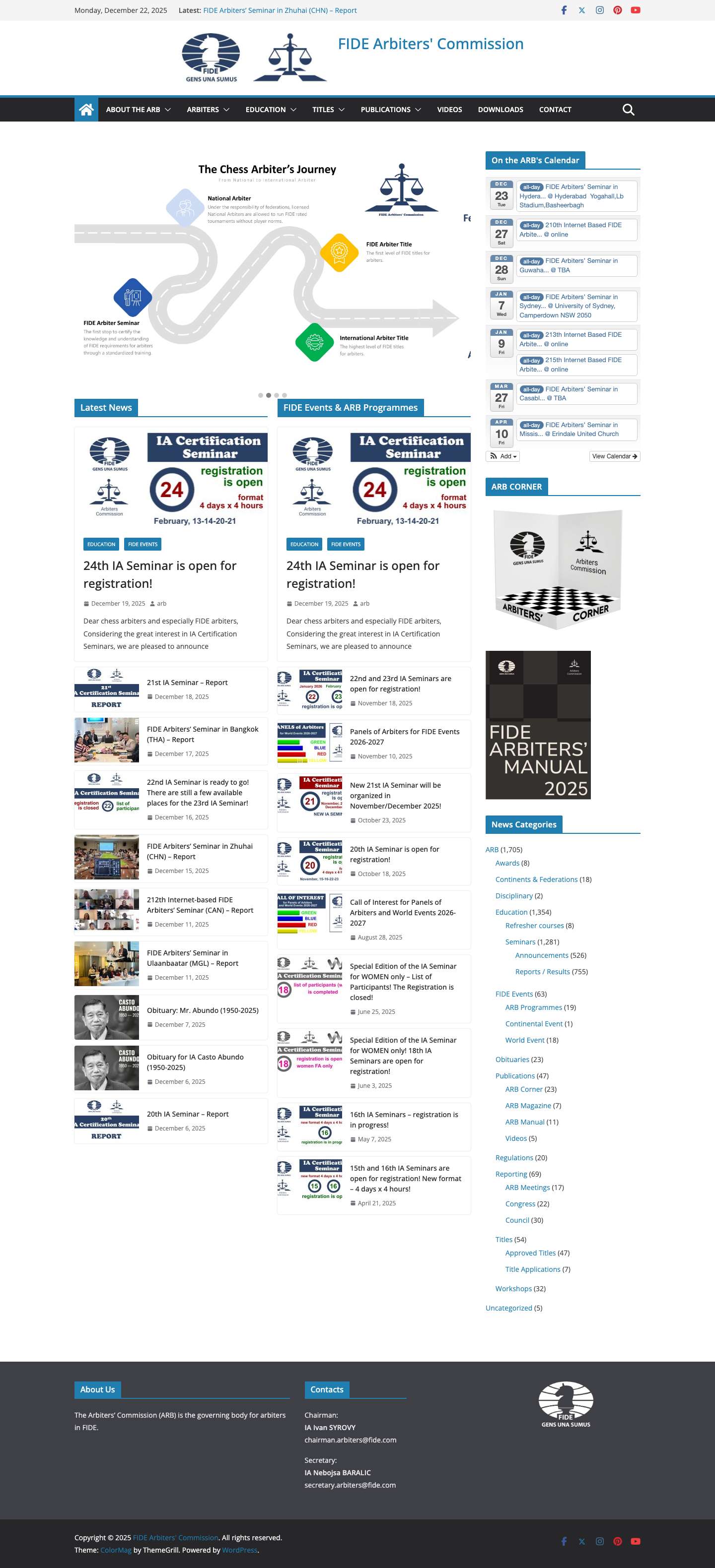 FIDE Arbiters' Commission - Full Screenshot