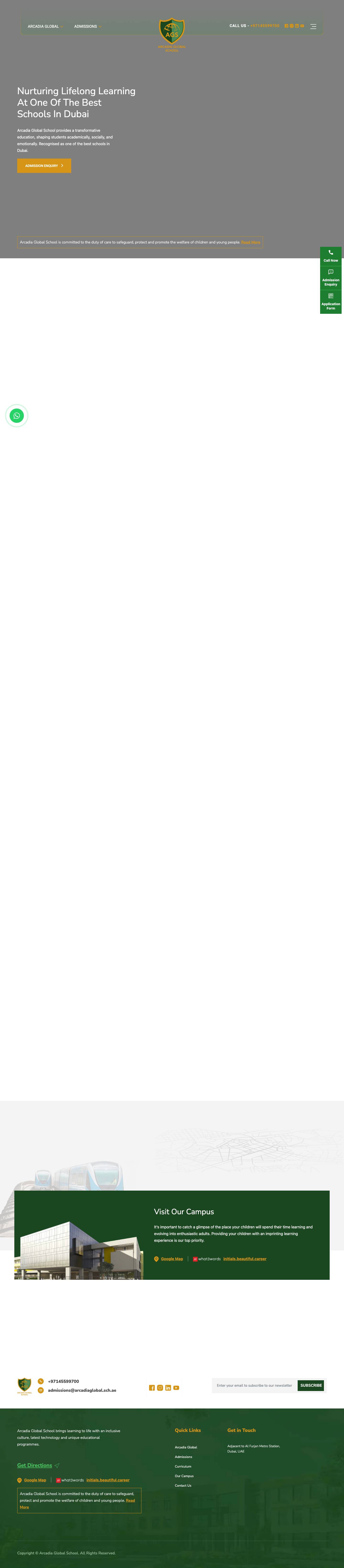 Home Arcadia Global School One Of The Best British Schools In Dubai - Full Screenshot