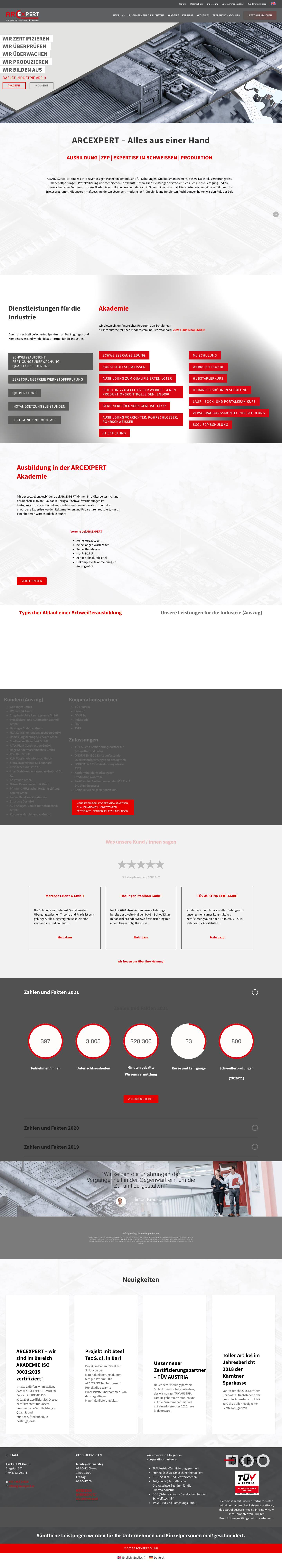 ARCEXPERT – Leistungen für die Industrie – Akademie - Full Screenshot