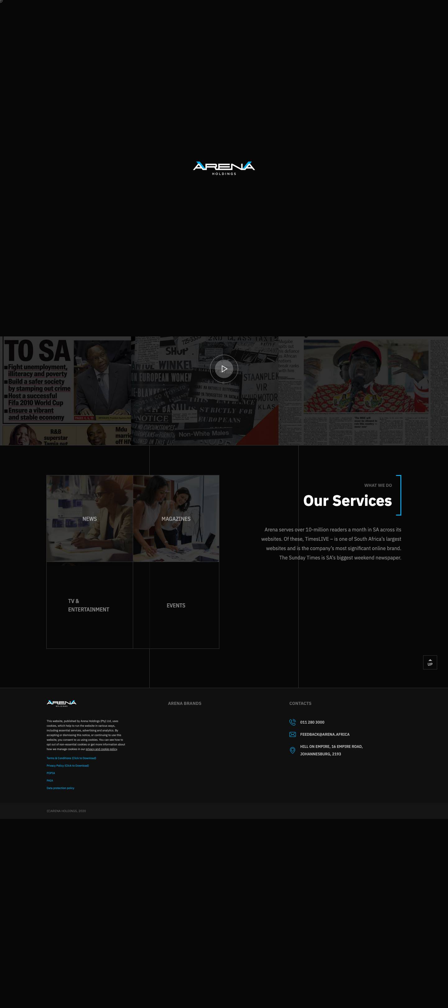 Home - Arena Holdings - Full Screenshot