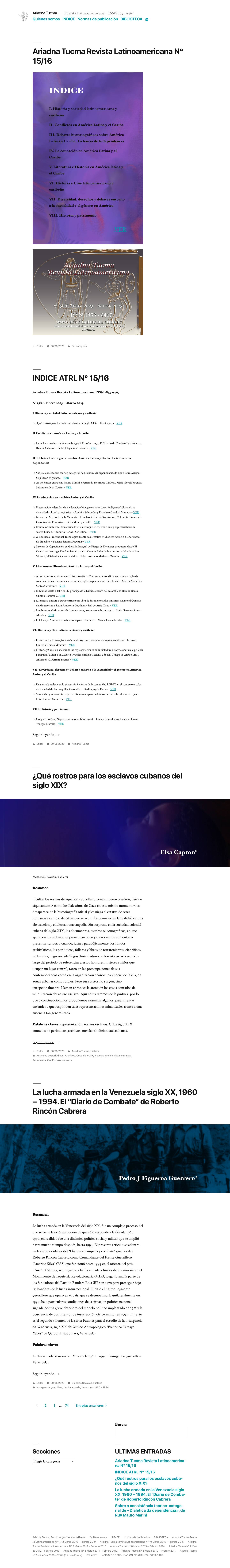 Ariadna Tucma – Revista Latinoamericana – ISSN 1853-9467 - Full Screenshot
