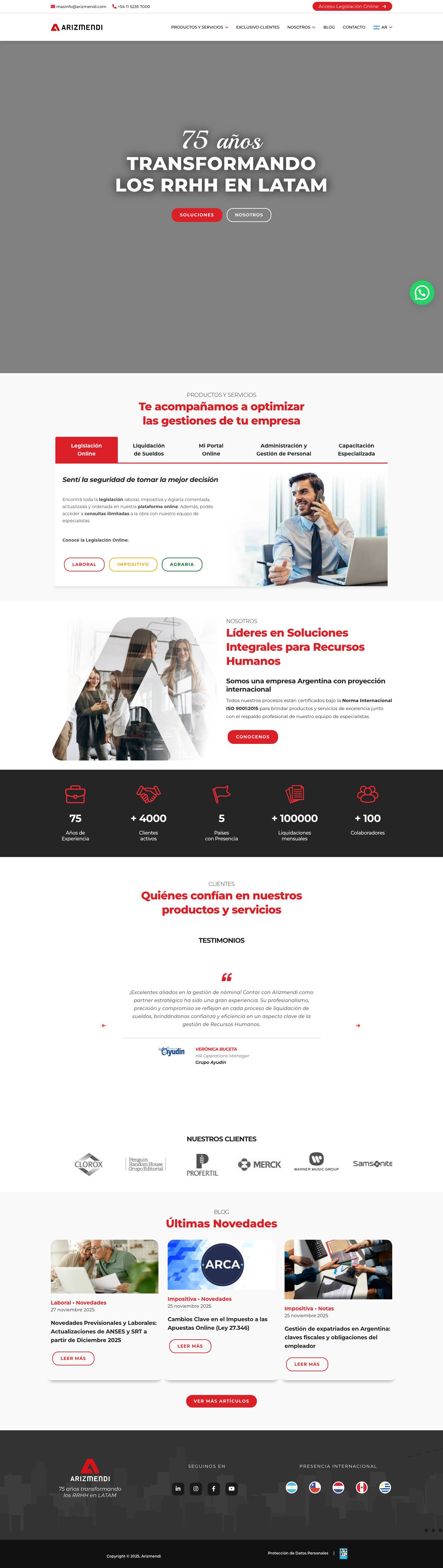 Soluciones Integrales para el área de RRHH | ArizmendiWhatsApp - Full Screenshot