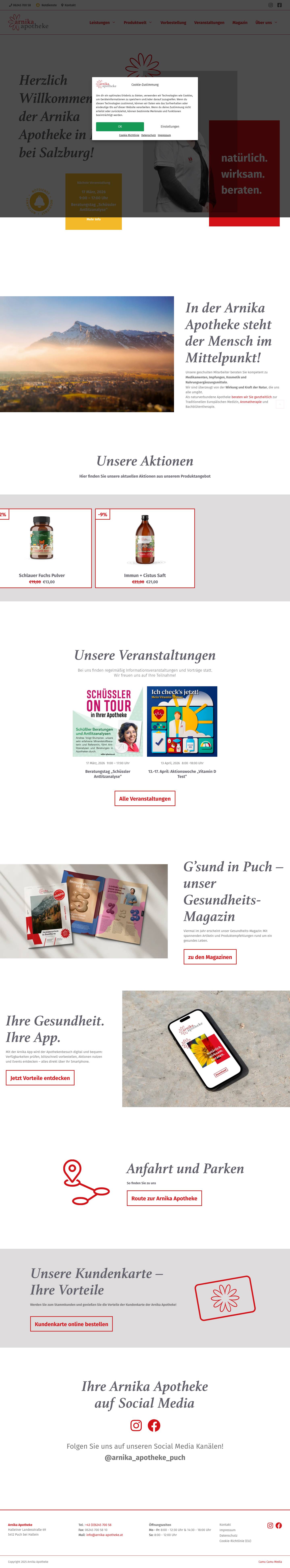 Herzlich Willkommen in der Arnika Apotheke in Puch bei Salzburg! - Full Screenshot