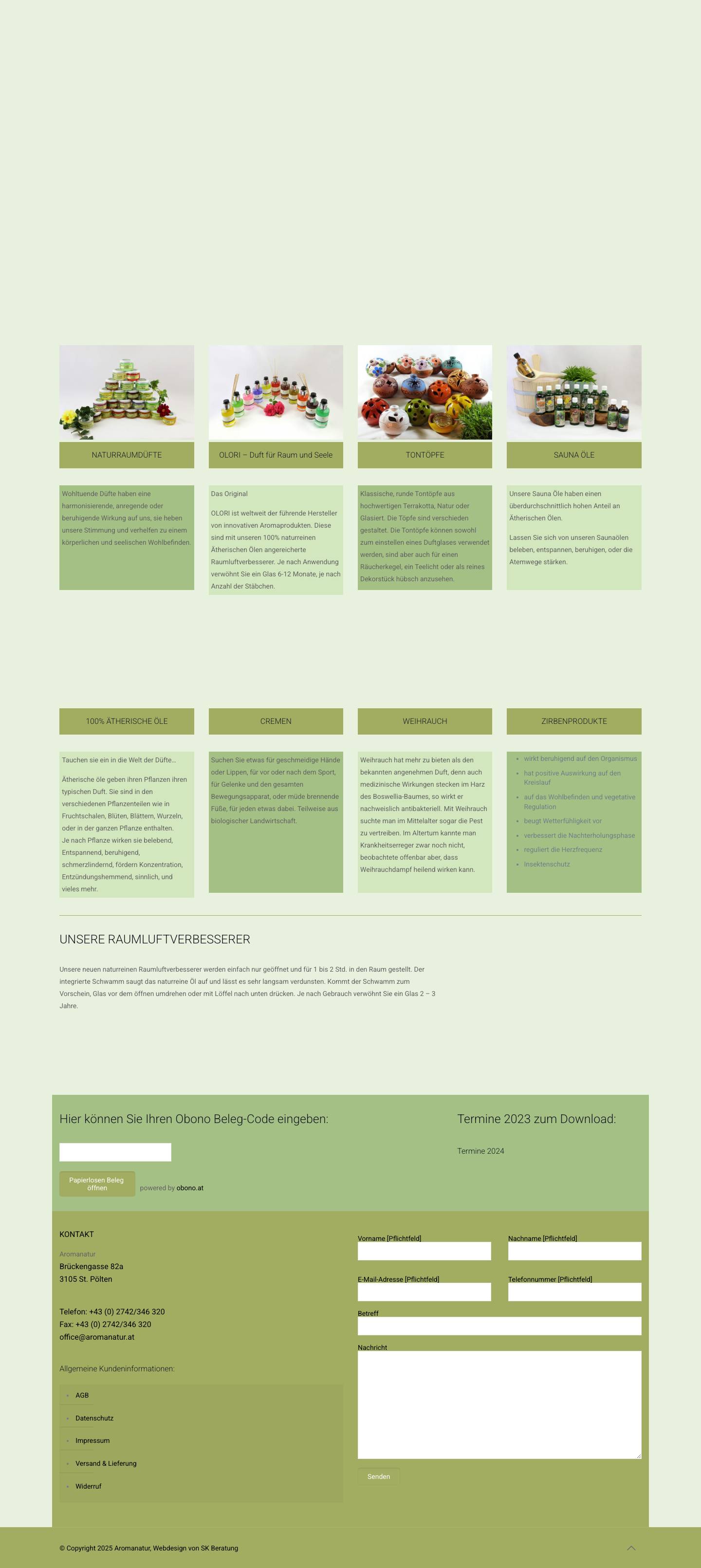 Aromanatur - Ihr online Shop mit großer Auswahl an Naturprodukten. - Full Screenshot